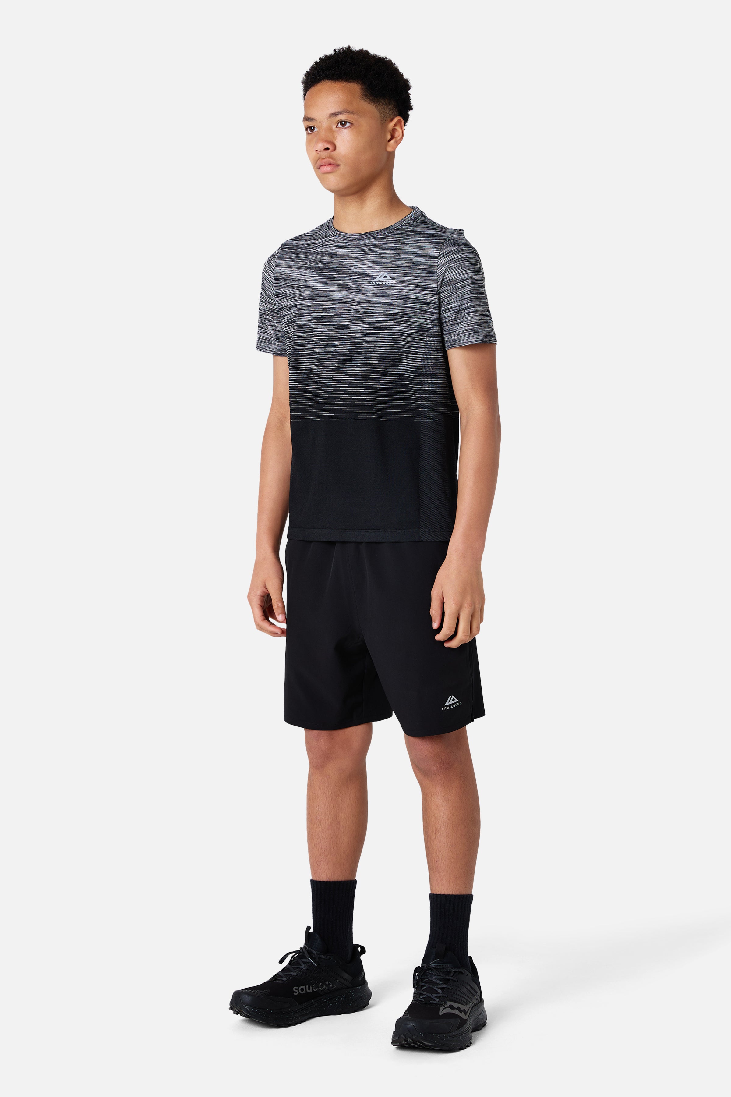 Boys Frequency Seamless Tee - Black/Storm Grey/Cloud Haze/Cosmic Pink