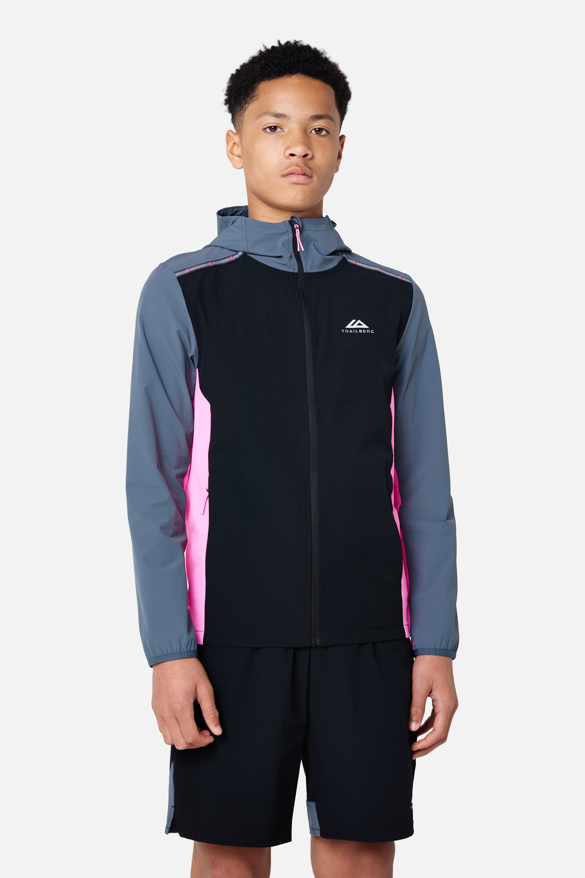 Boys Triathlon 4.0 Hood - Black/Storm Grey/Cosmic Pink