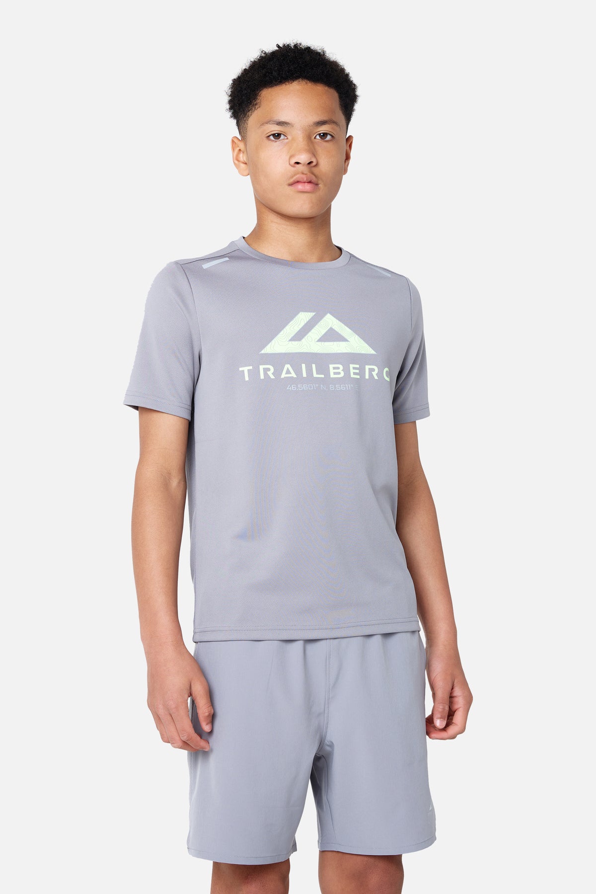 Boys Impact Tee - Ash Grey/Lunar Grey/Aqua Gleam