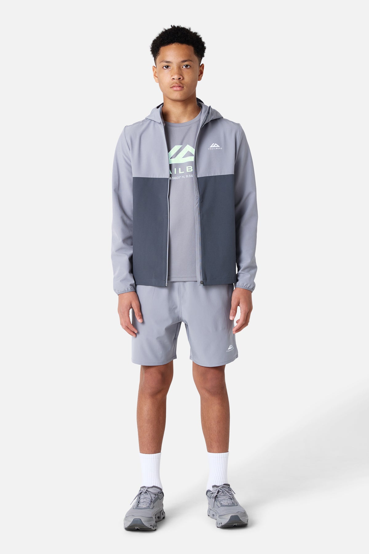 Boy Impact Woven Hood - Ash Grey/Lunar Grey/Aqua Gleam
