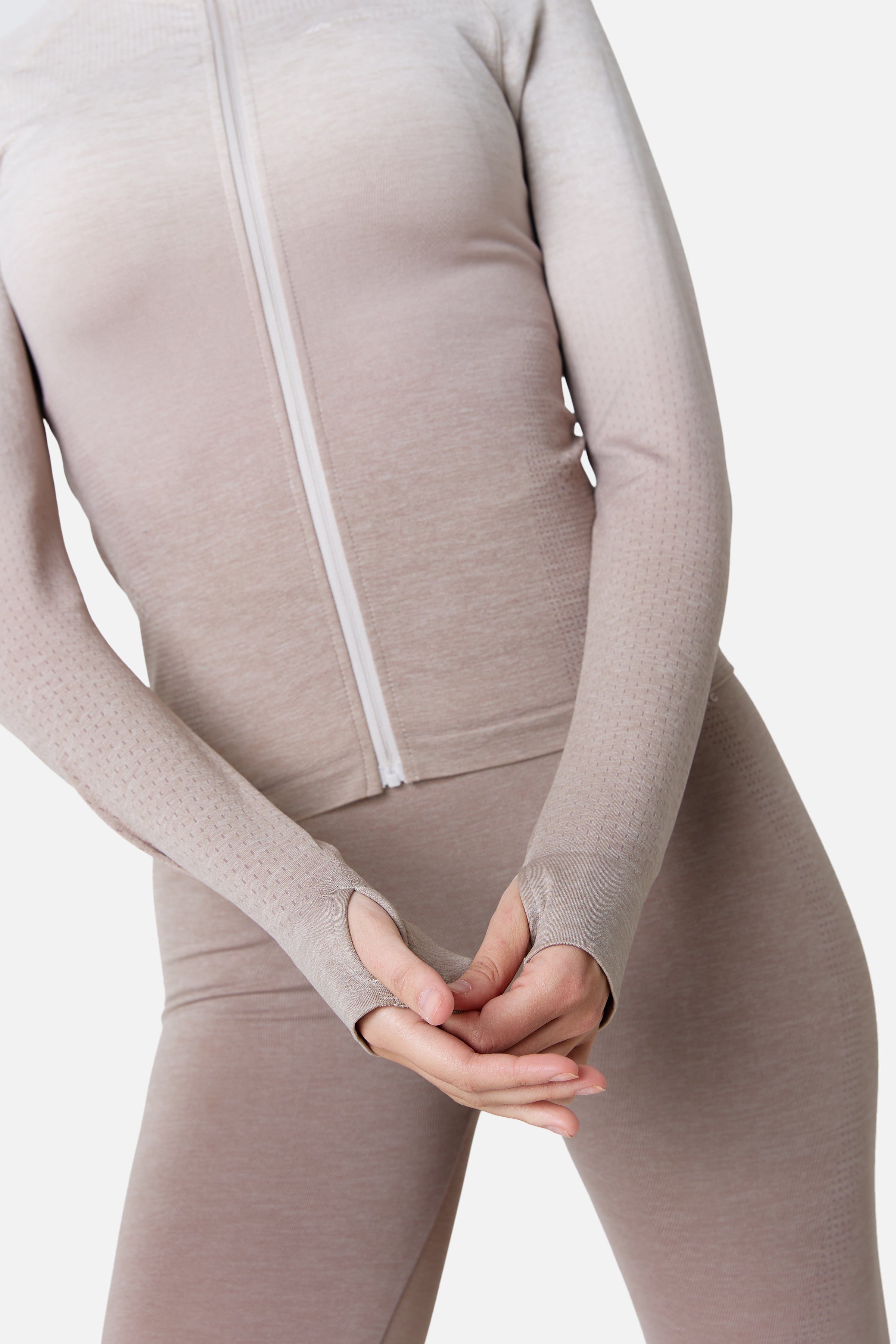 Womens Evocurve Seamless Jacket Set - Pebblestone/Pale Taupe