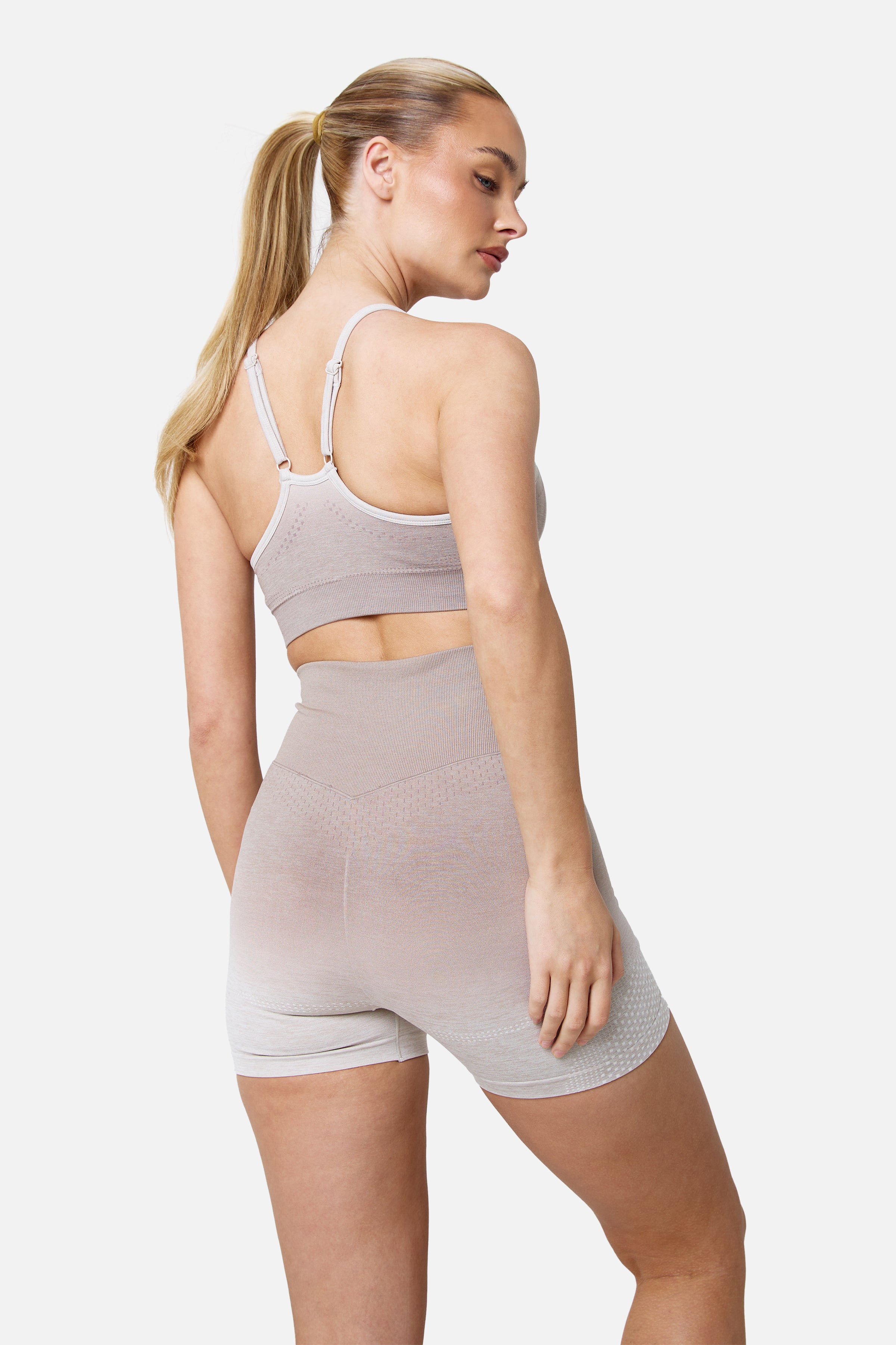 Womens Evocurve Seamless Bra and Short Set - Pebblestone/Pale Taupe