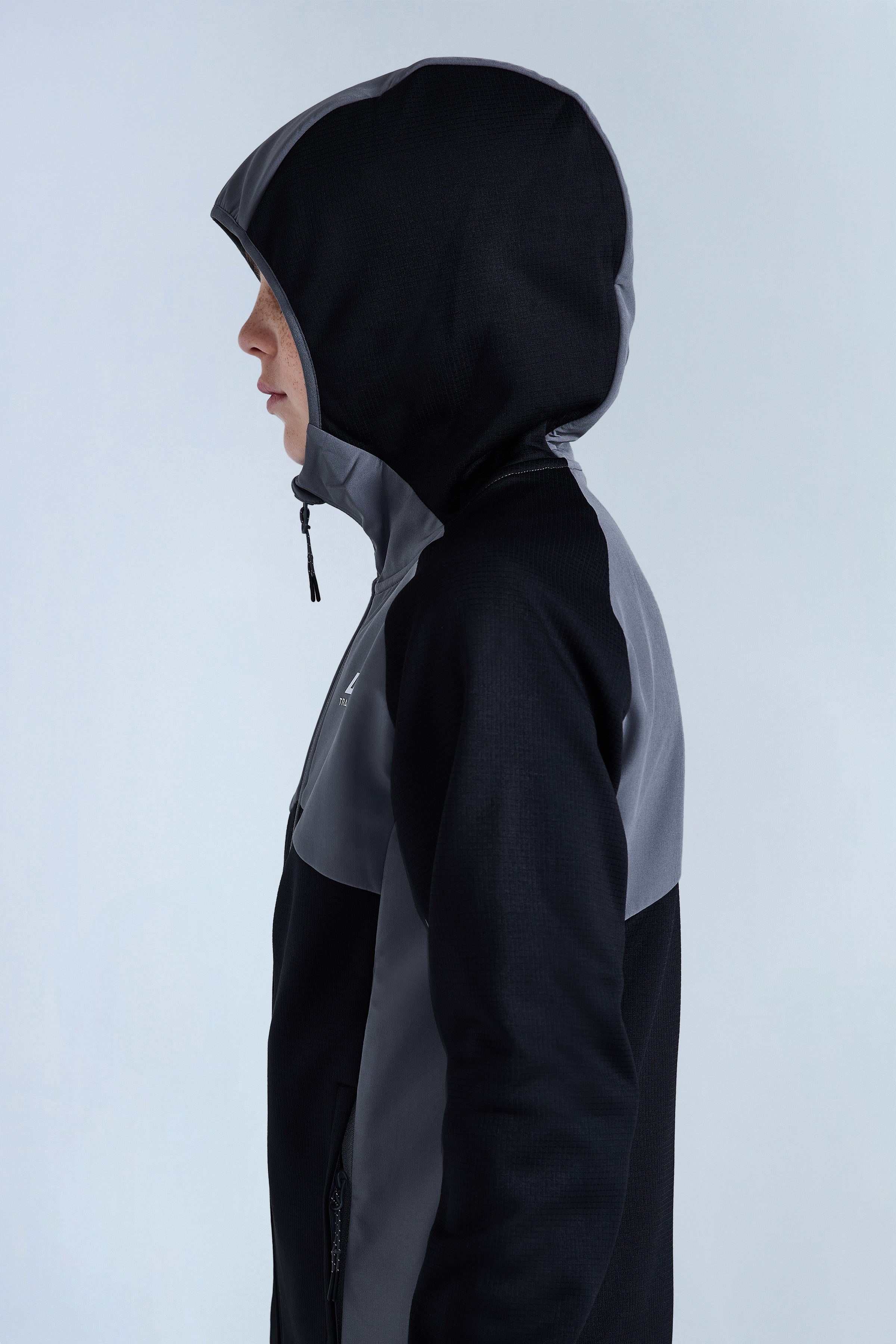 Boys Ice Gridded Fleece Tracksuit - Black/Urban Smoke