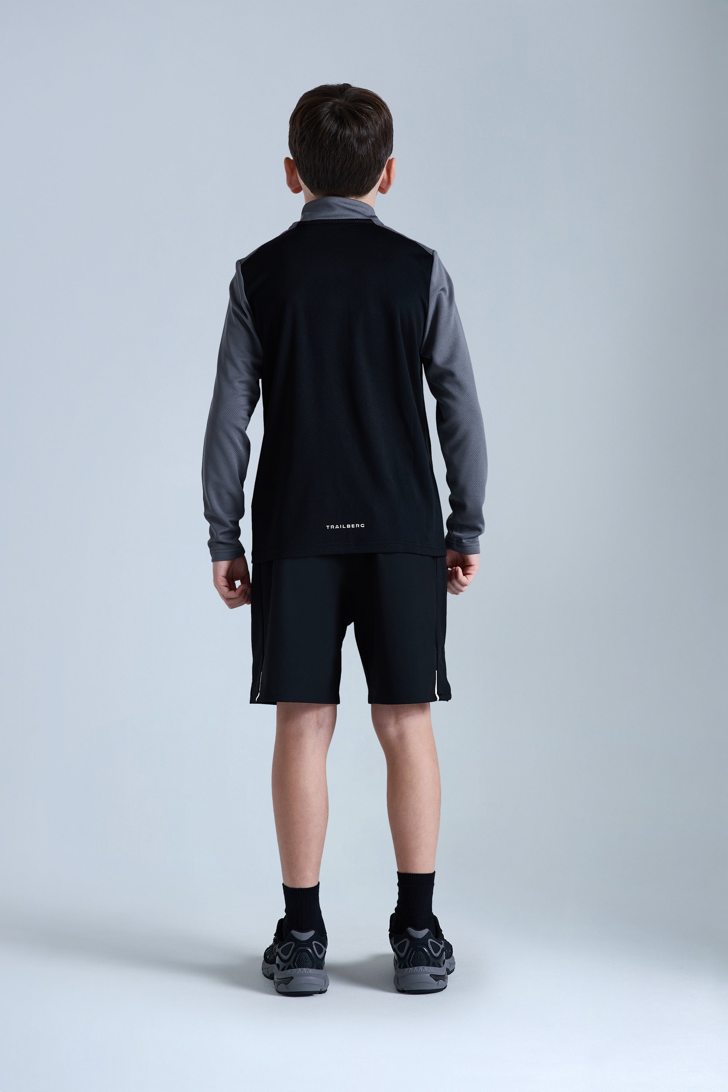 Boys Essentials Quarter Zip Twinset - Black/Urban Smoke