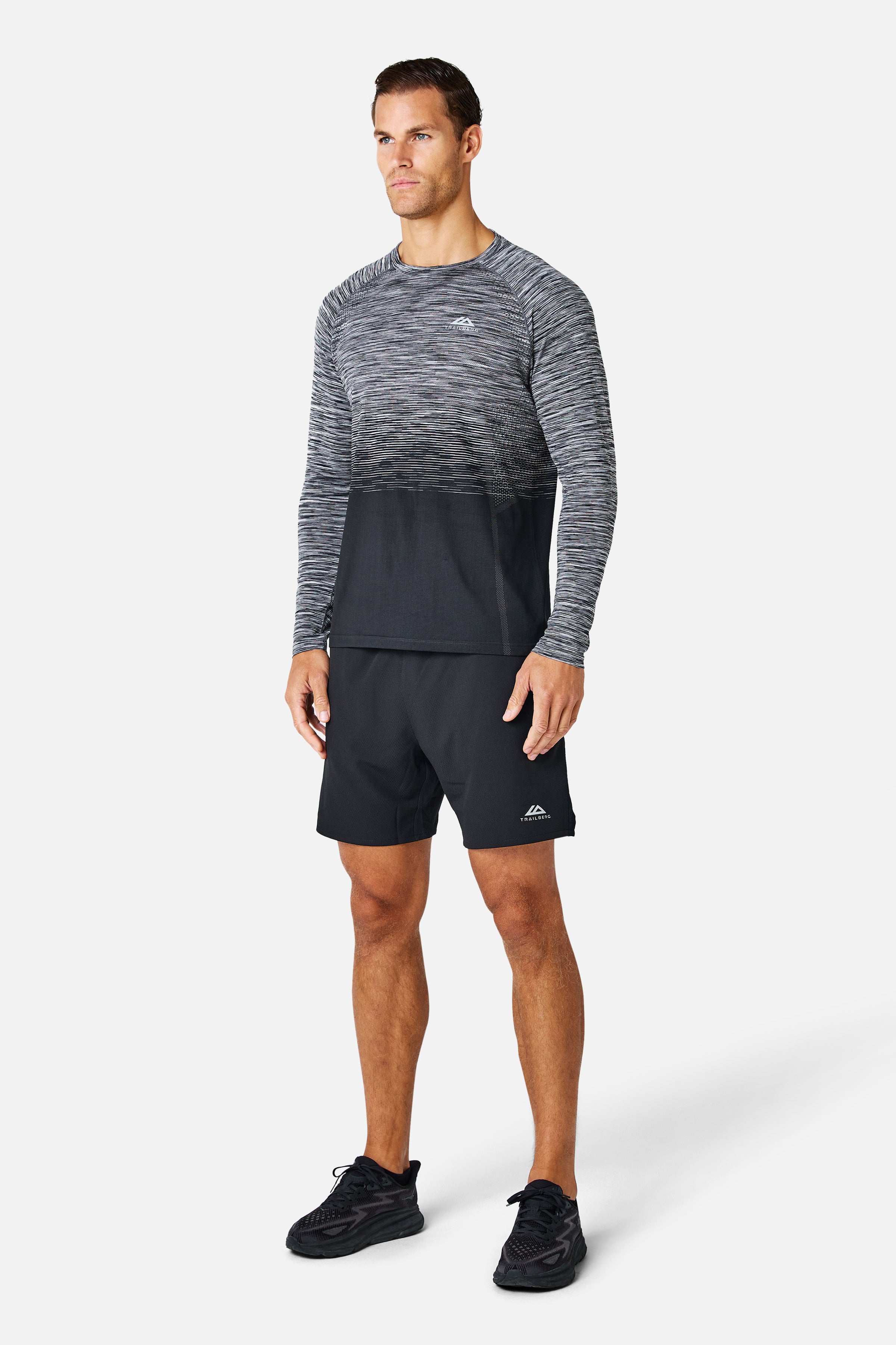 Arc Seamless Long Sleeve Tee - Black/ Moon Grey/ White
