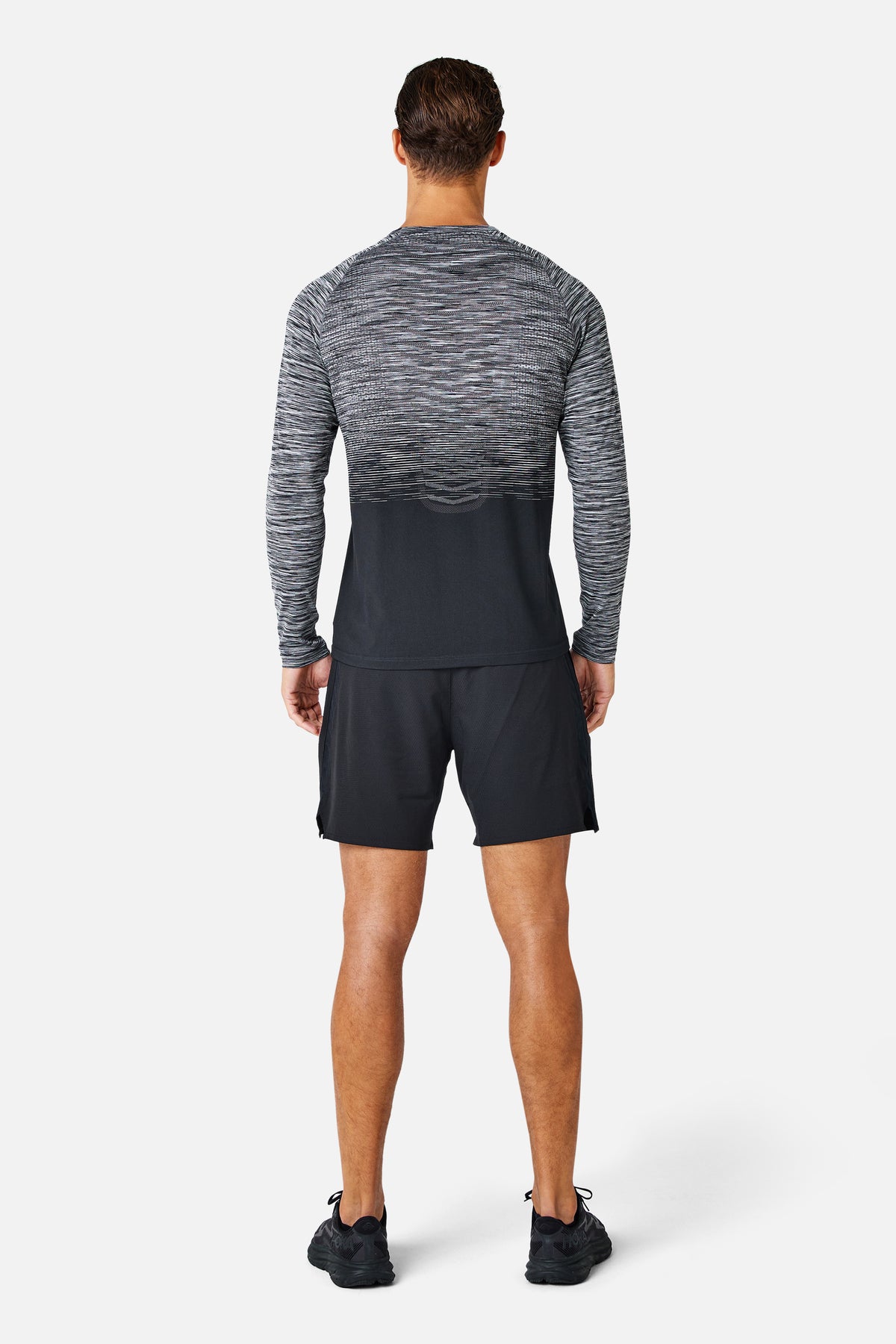 Arc Seamless Long Sleeve Tee - Black/ Moon Grey/ White