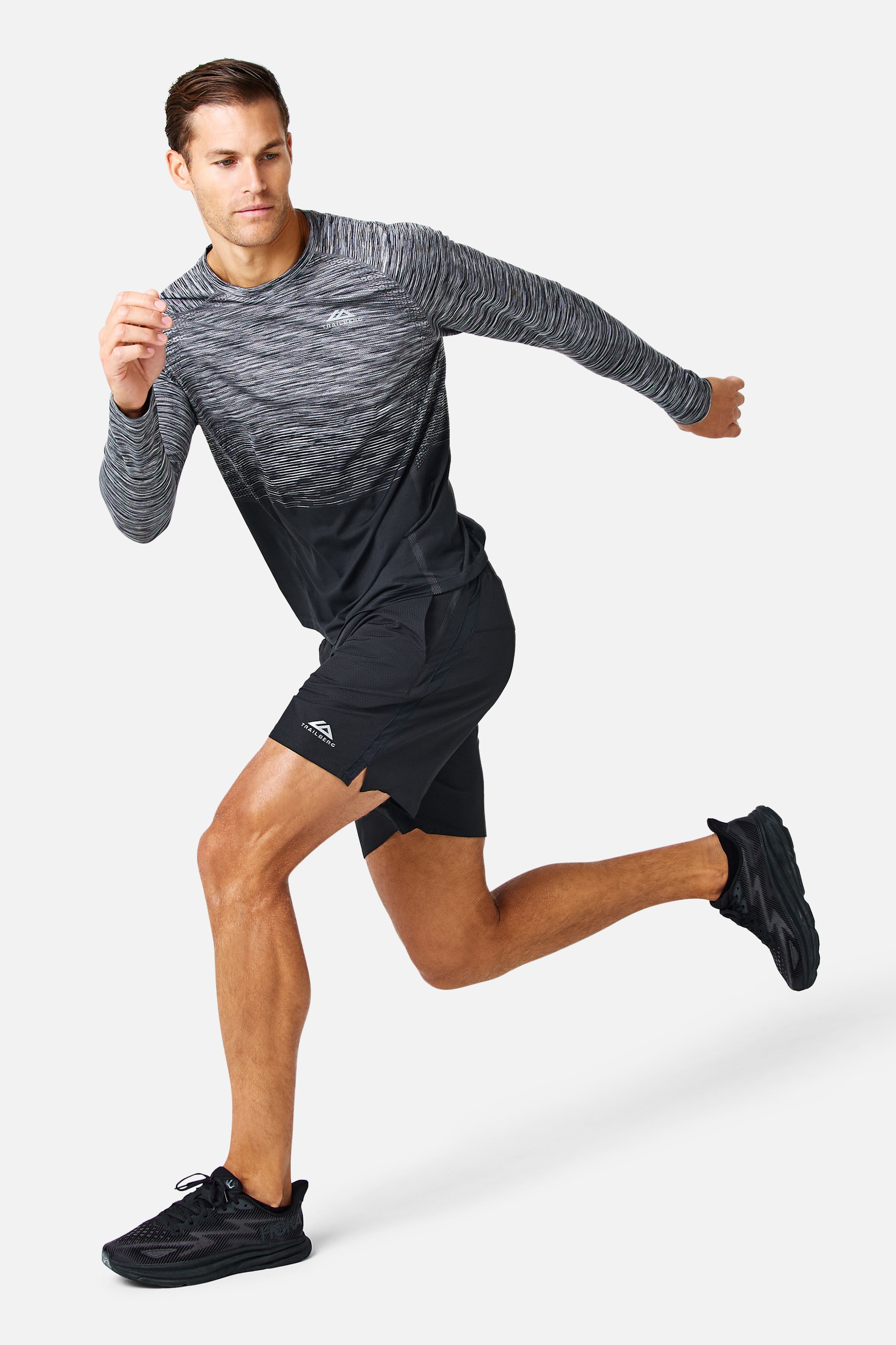 Arc Seamless Long Sleeve Tee - Black/ Moon Grey/ White