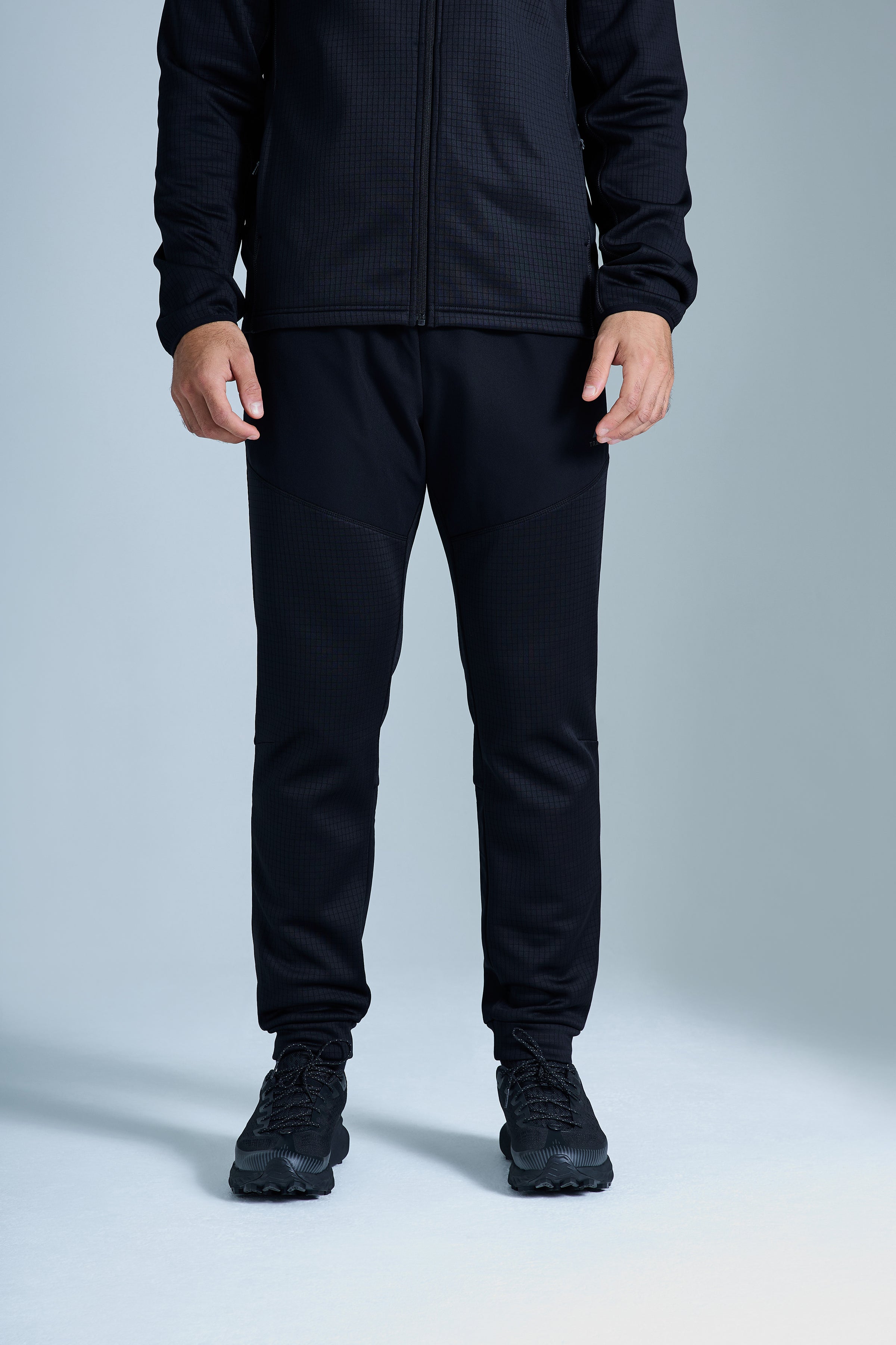 District Gridded Fleece Tracksuit - Black/Volcano Grey