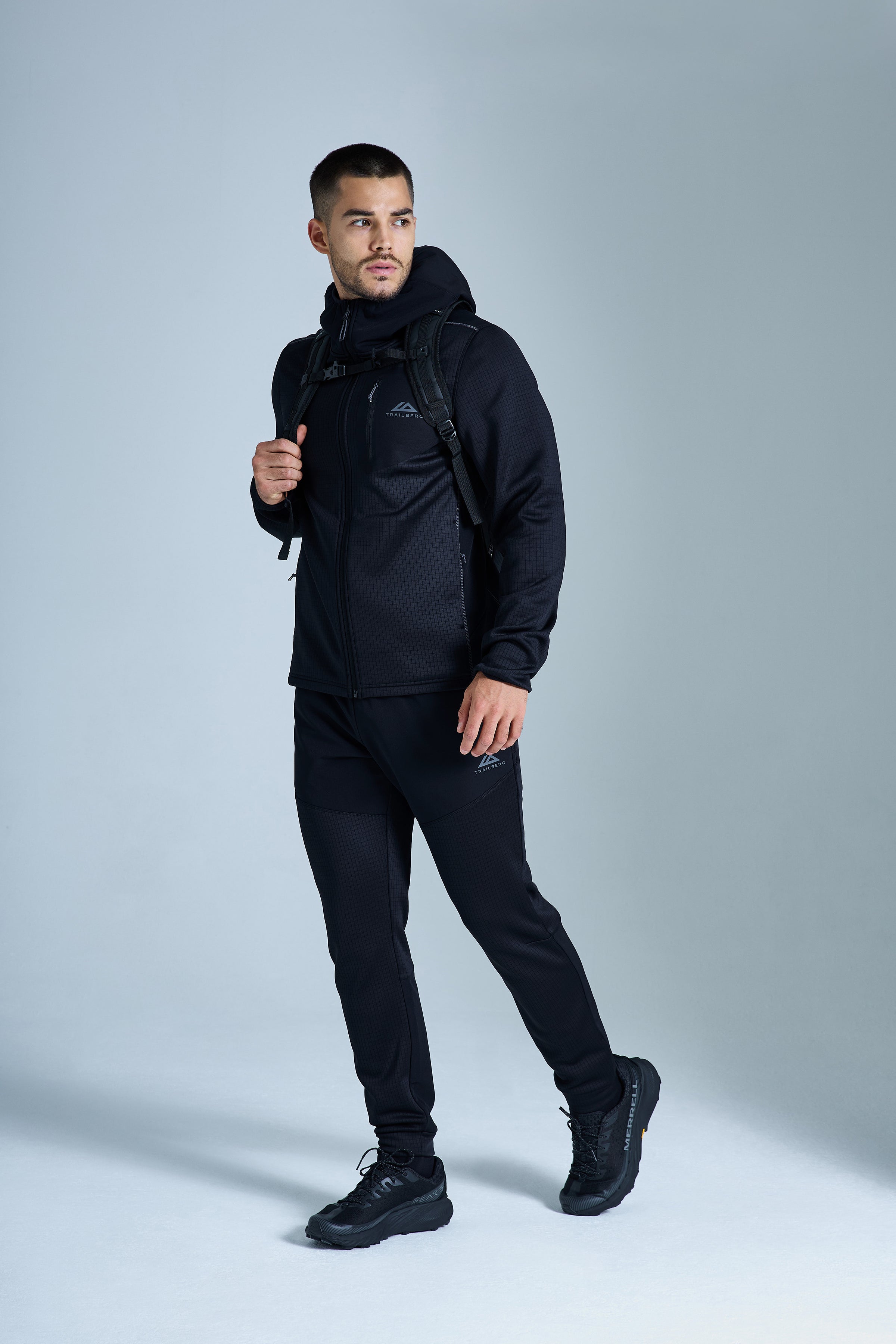 District Gridded Fleece Jogger - Black/Volcano Grey
