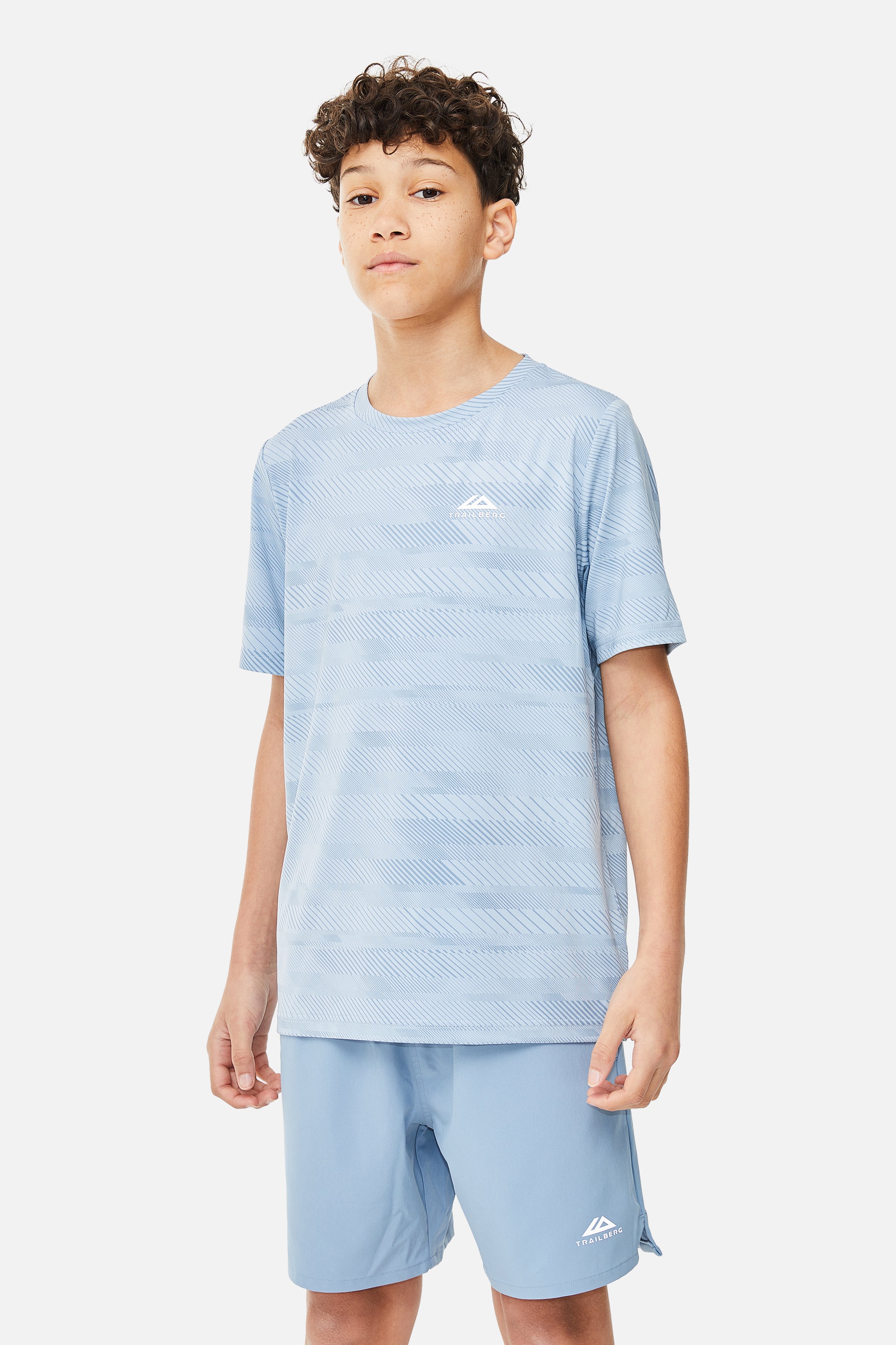 Boys Racer AOP Tee - Blue Frost/Washed Indigo