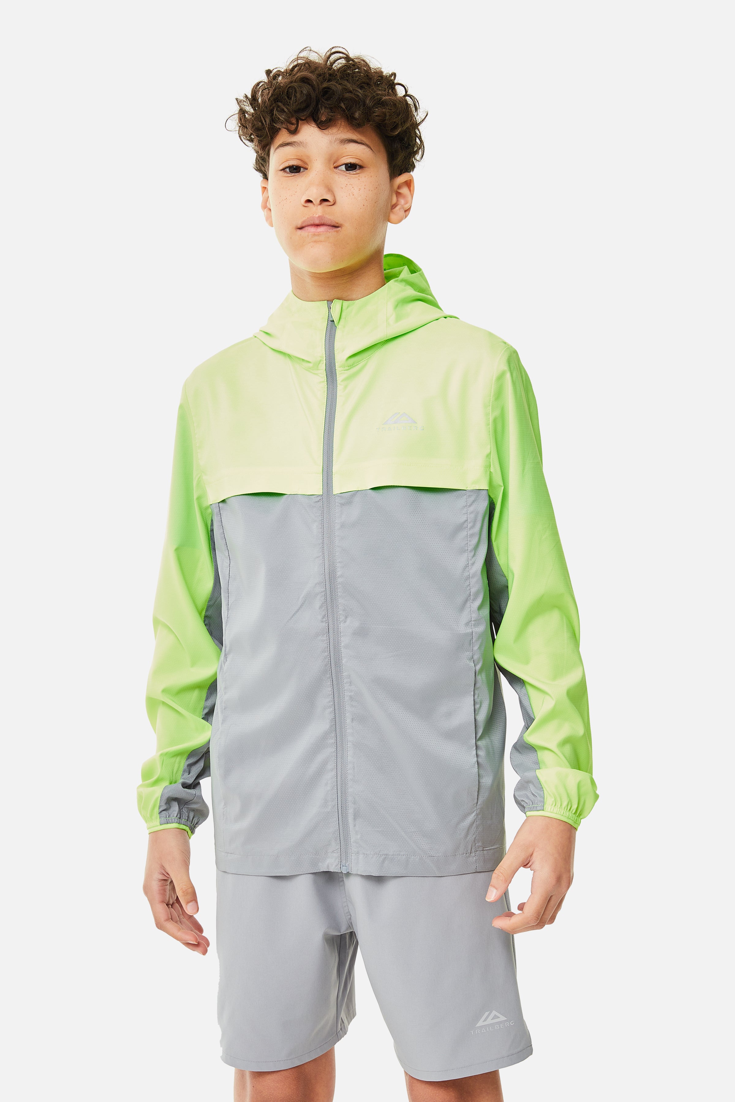 Boys Mentum Hood - Moon Grey/Neon Lime