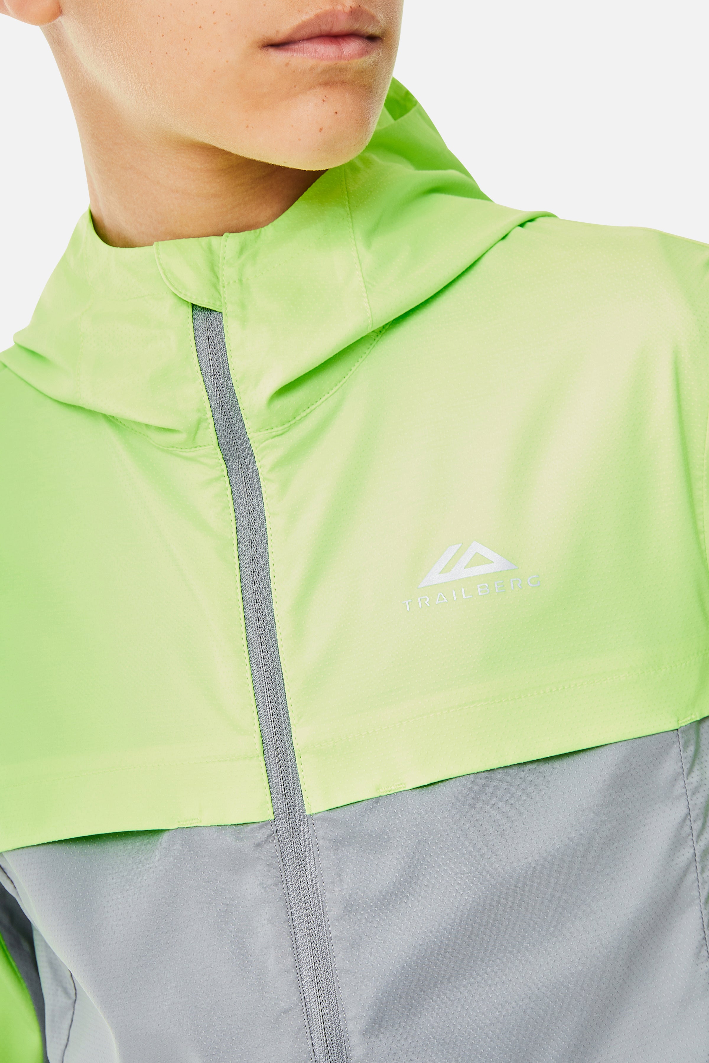 Boys Mentum Hood - Moon Grey/Neon Lime