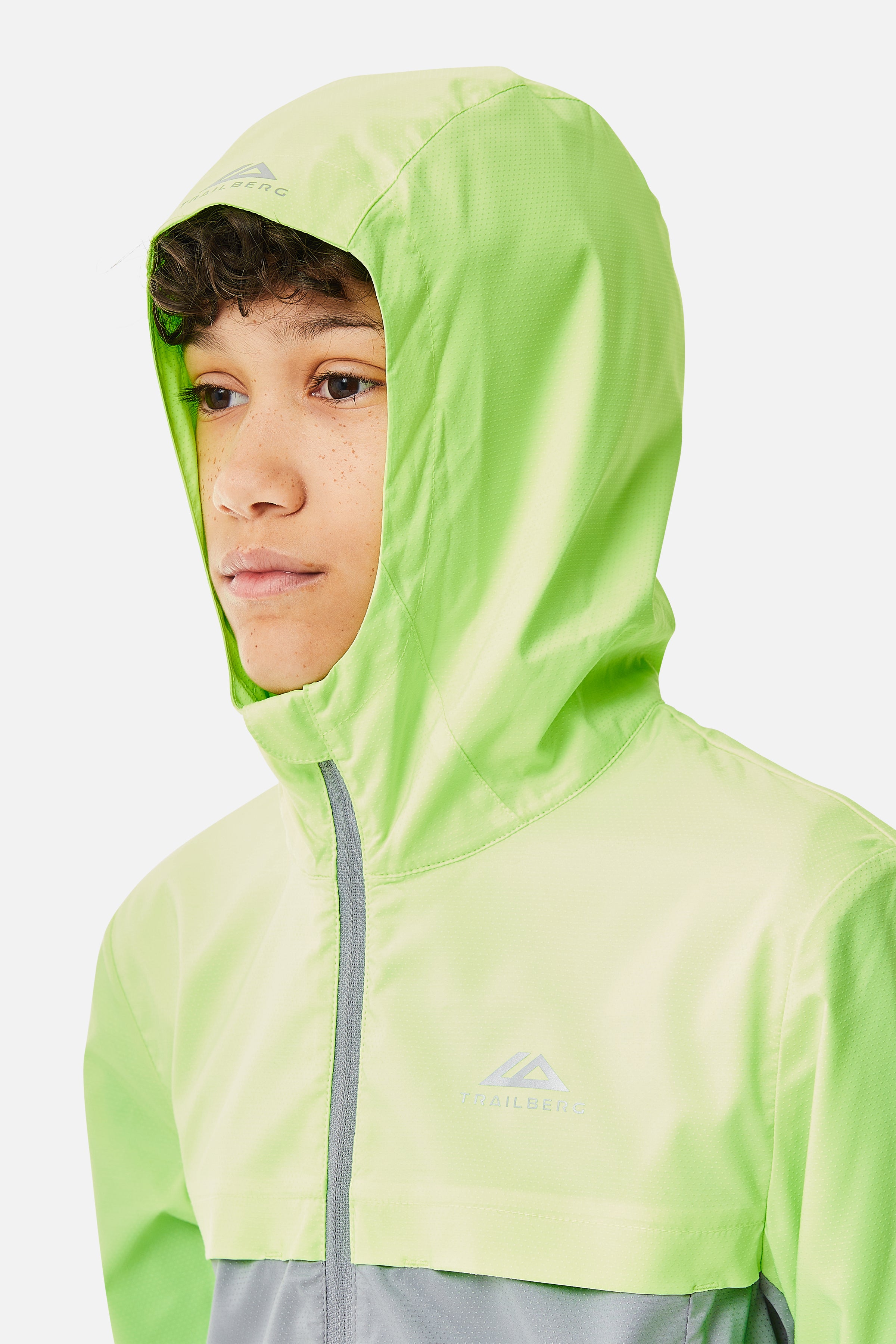 Boys Mentum Hood - Moon Grey/Neon Lime