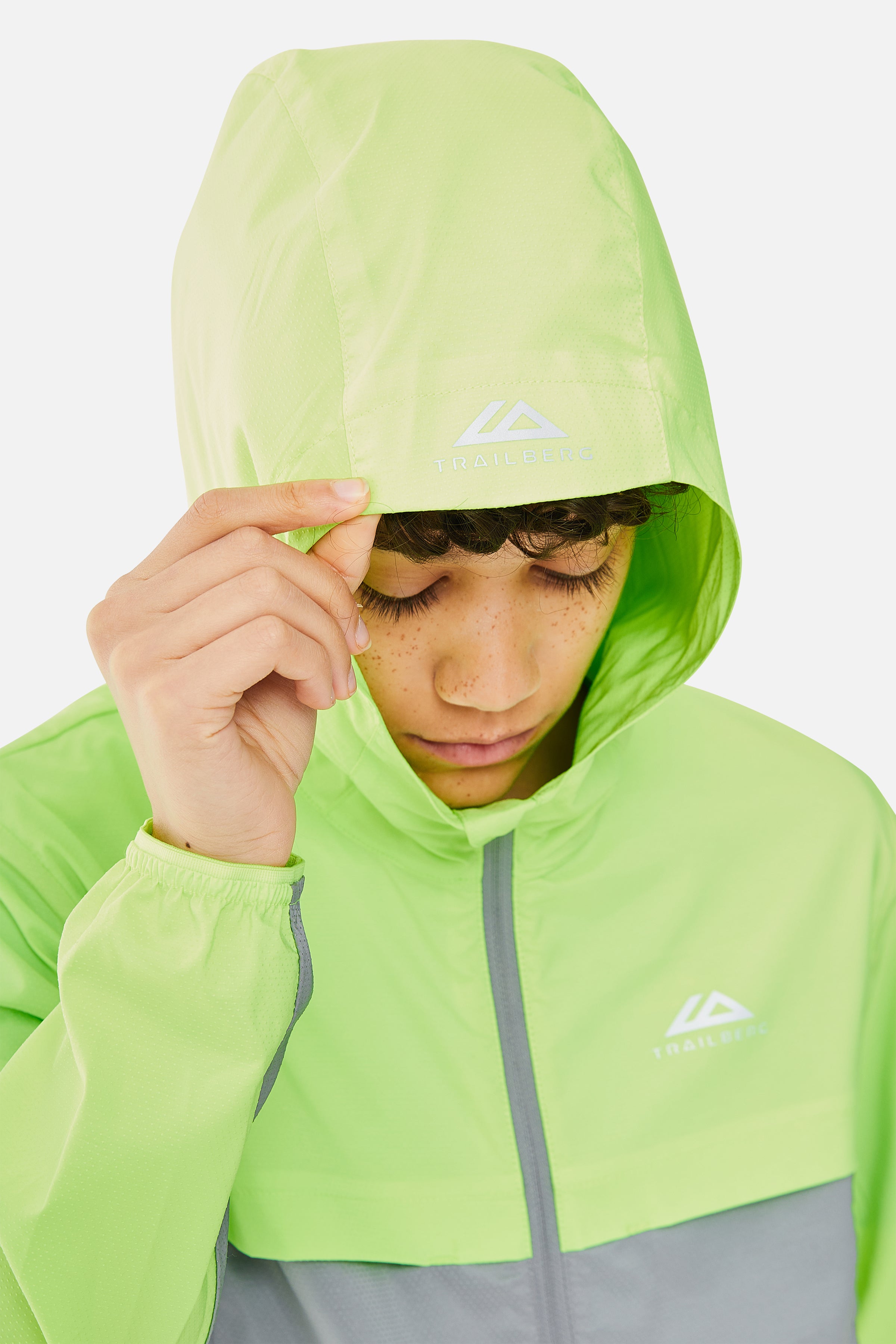 Boys Mentum Hood - Moon Grey/Neon Lime
