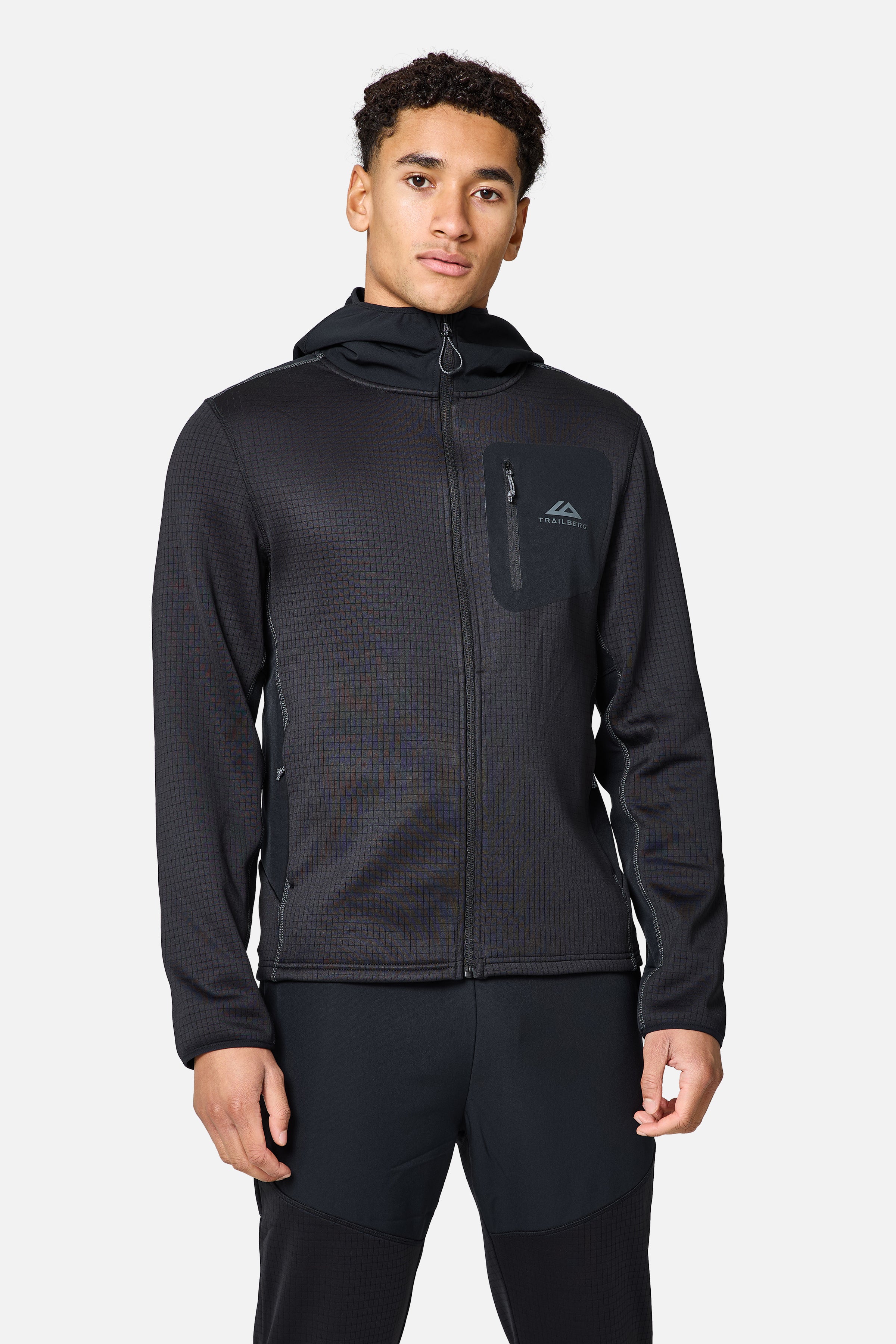 District Gridded Fleece Tracksuit - Black/Volcano Grey