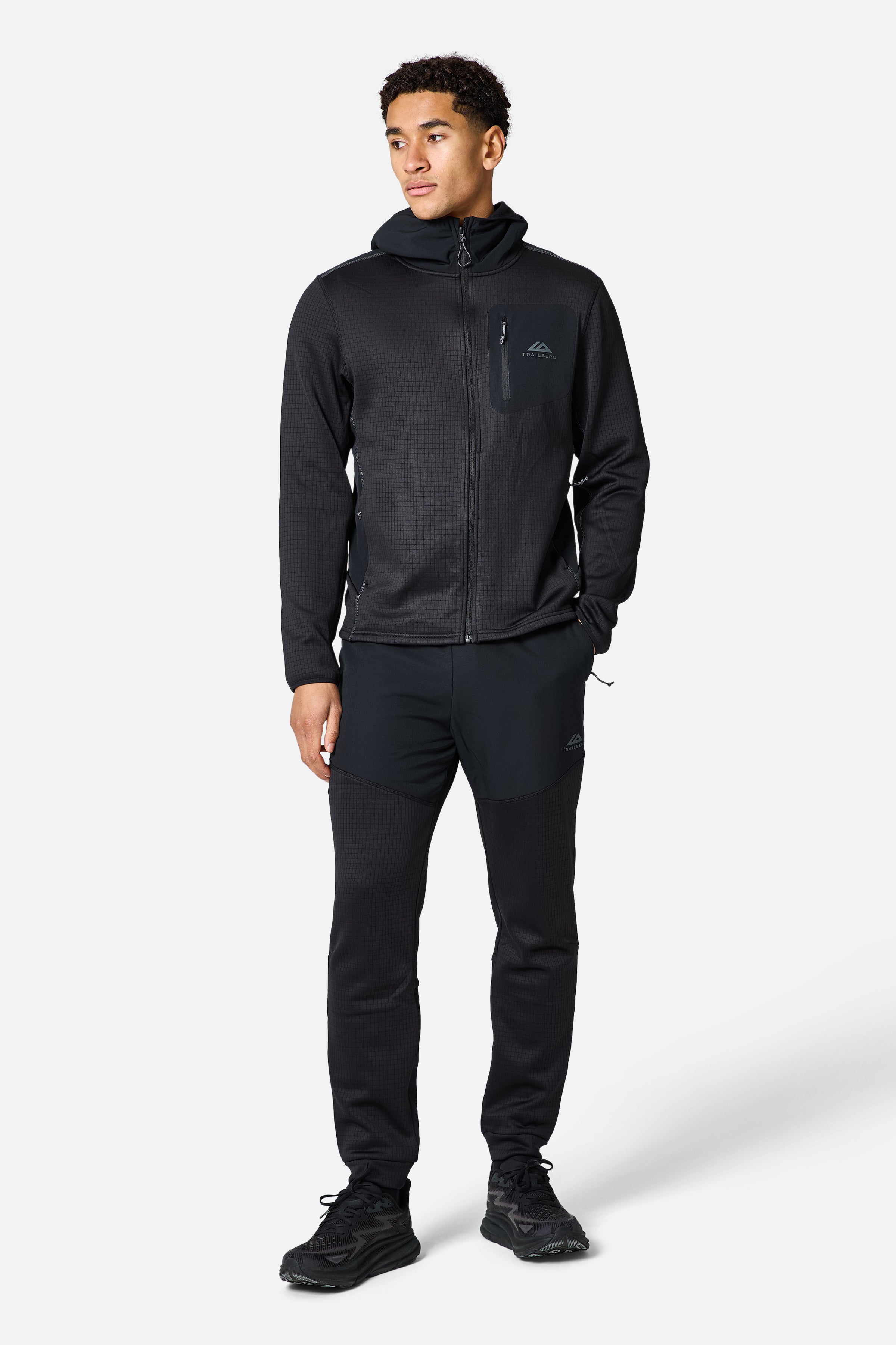 District Gridded Fleece Jogger - Black/Volcano Grey