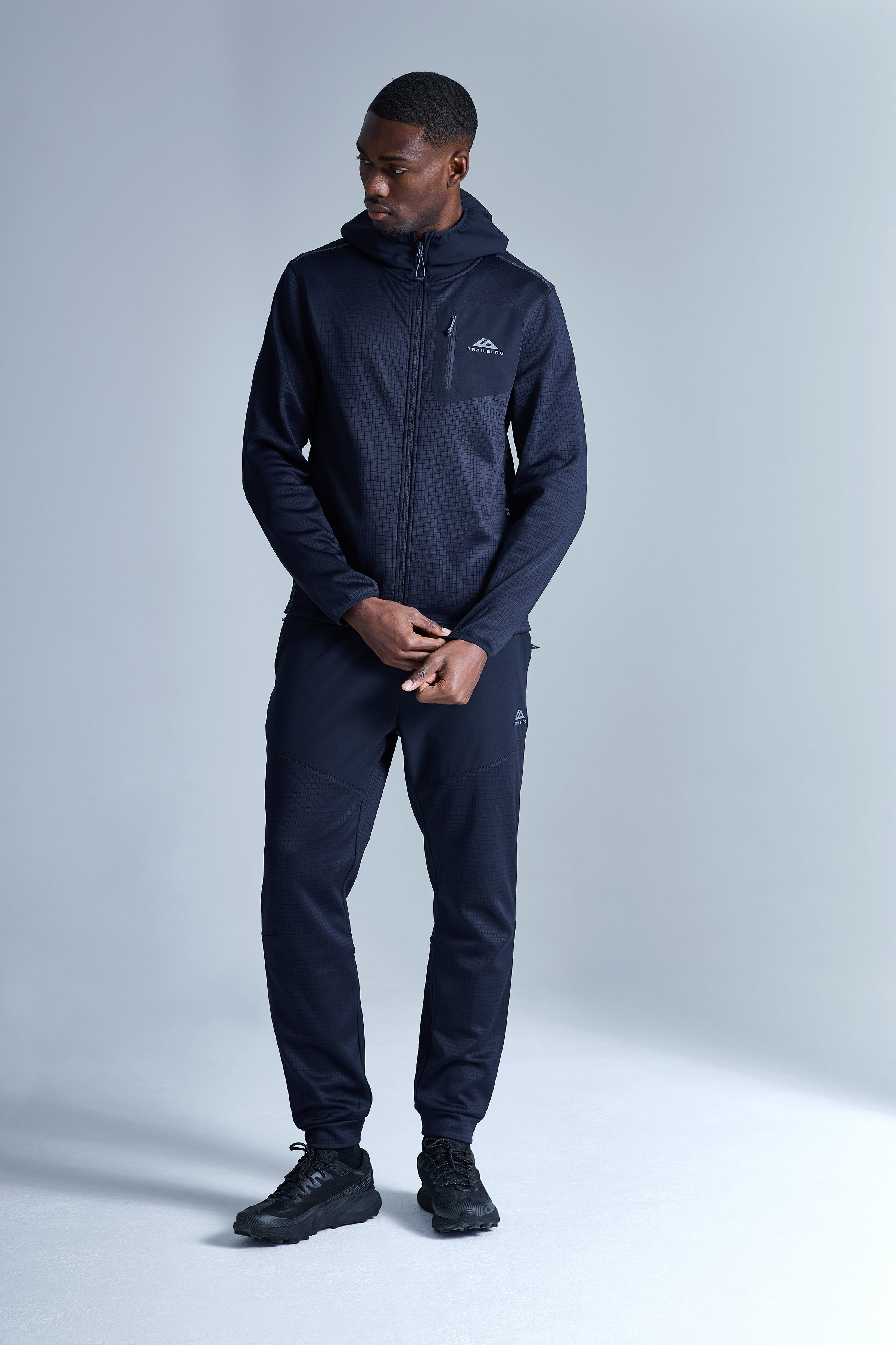 District Gridded Fleece Hood - Deep Ocean/Storm Grey