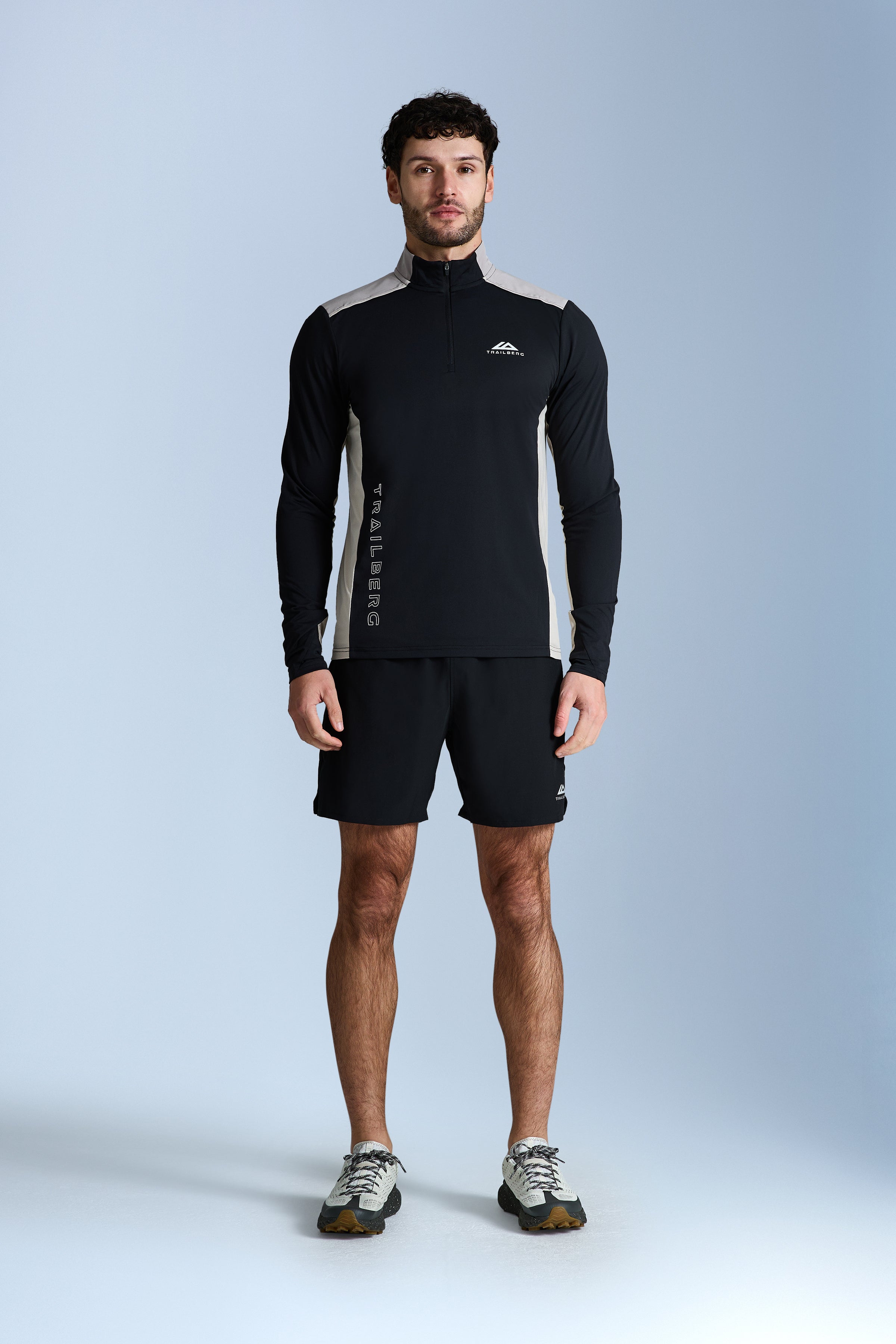 AW25 Triathlon Essentials Quarter Zip Set - Black/Pale Taupe