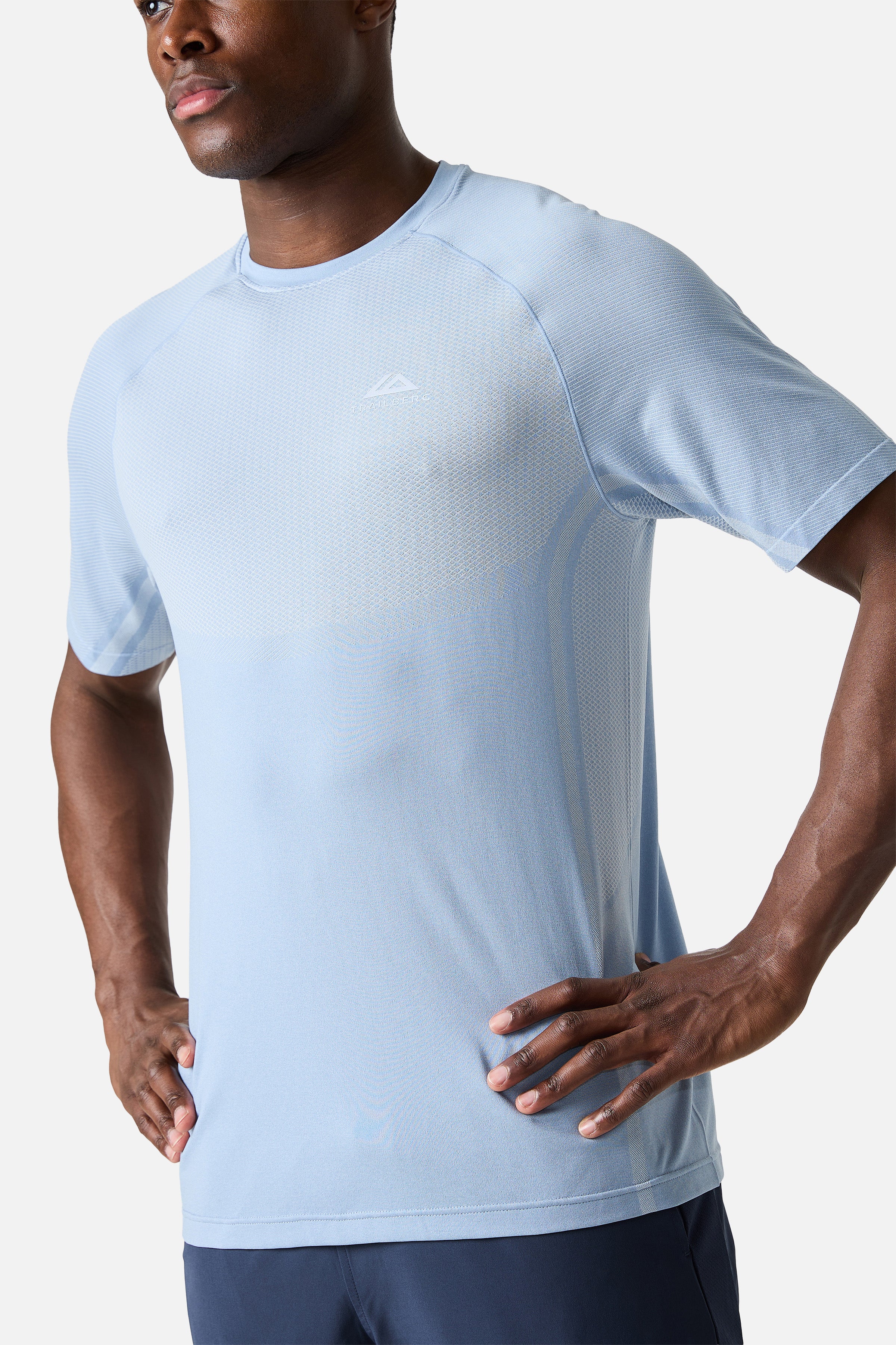 Fusion Seamless Tee - Dune Blue/White