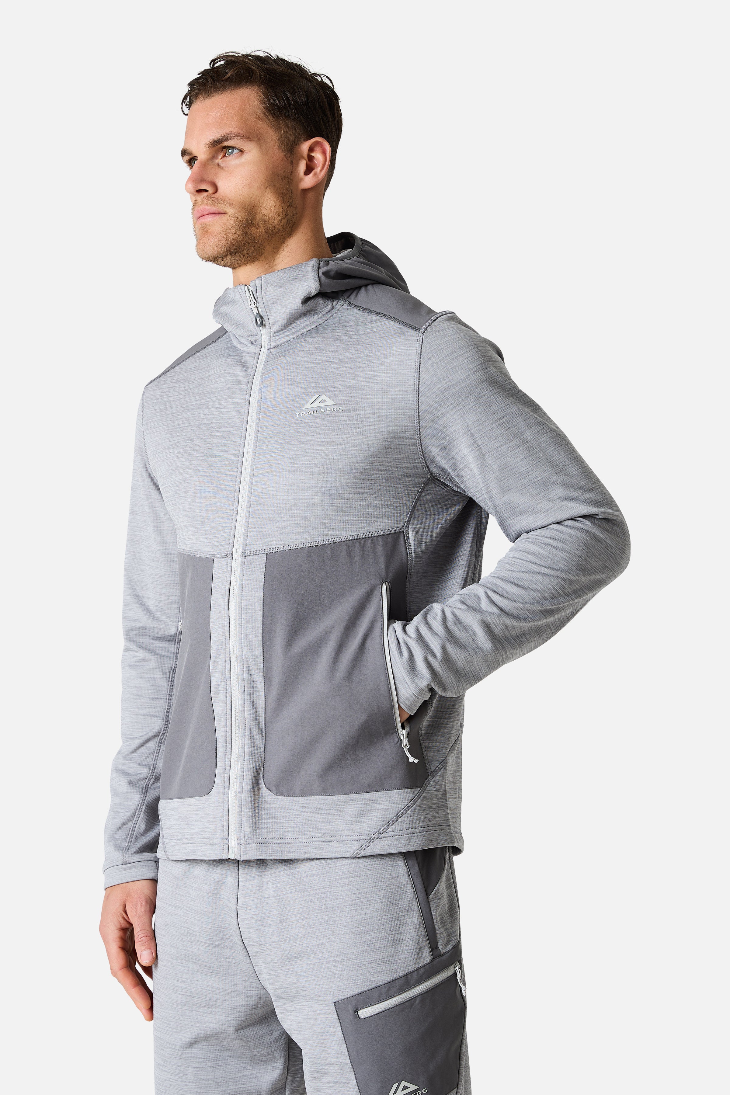Vale Gridded Fleece Twinset - Lunar Grey Marl/Nightfall Grey