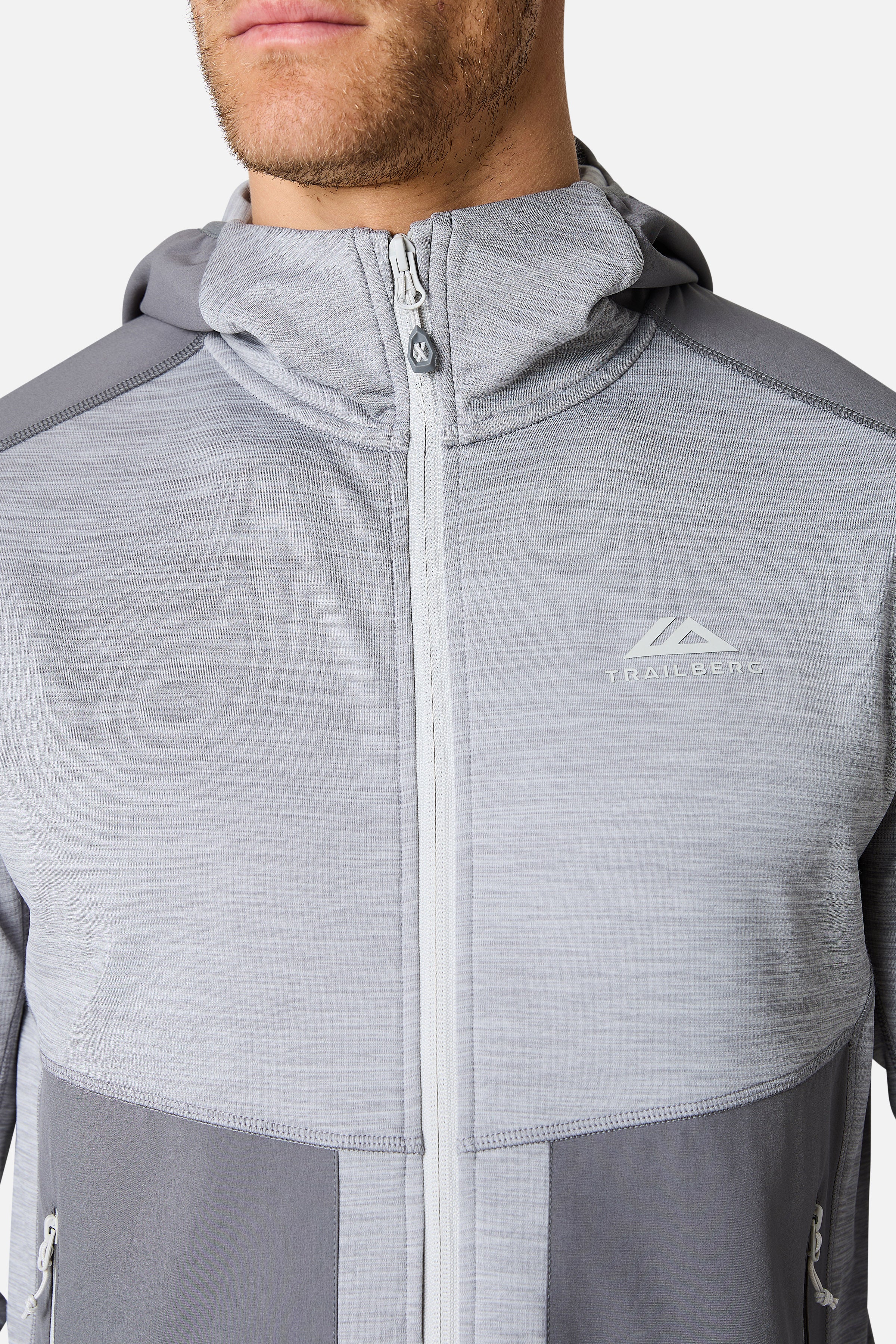 Vale Gridded Fleece Hood - Lunar Grey Marl/Nightfall Grey