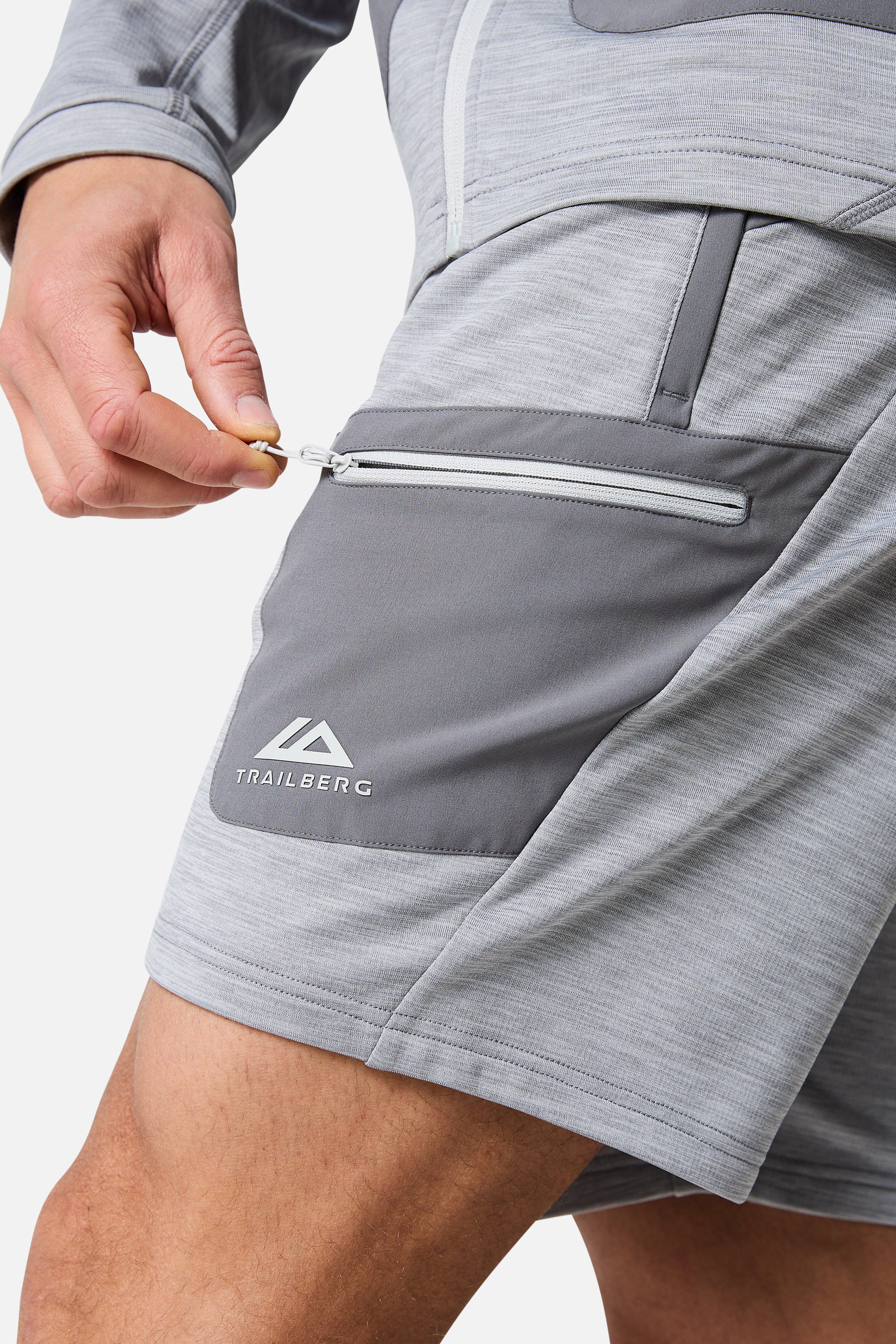 Vale Gridded Fleece Short - Lunar Grey Marl/Nightfall Grey
