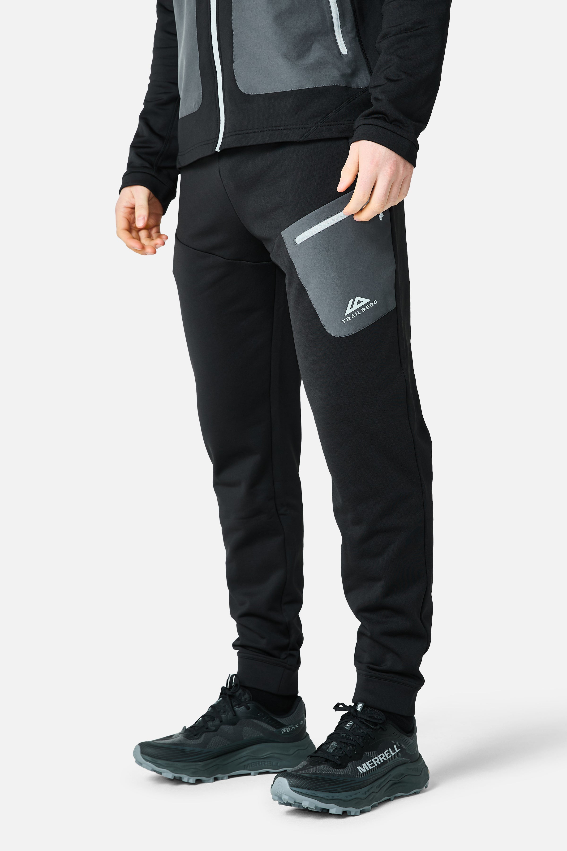 Vale Gridded Fleece Pant - Black/Volcano Grey