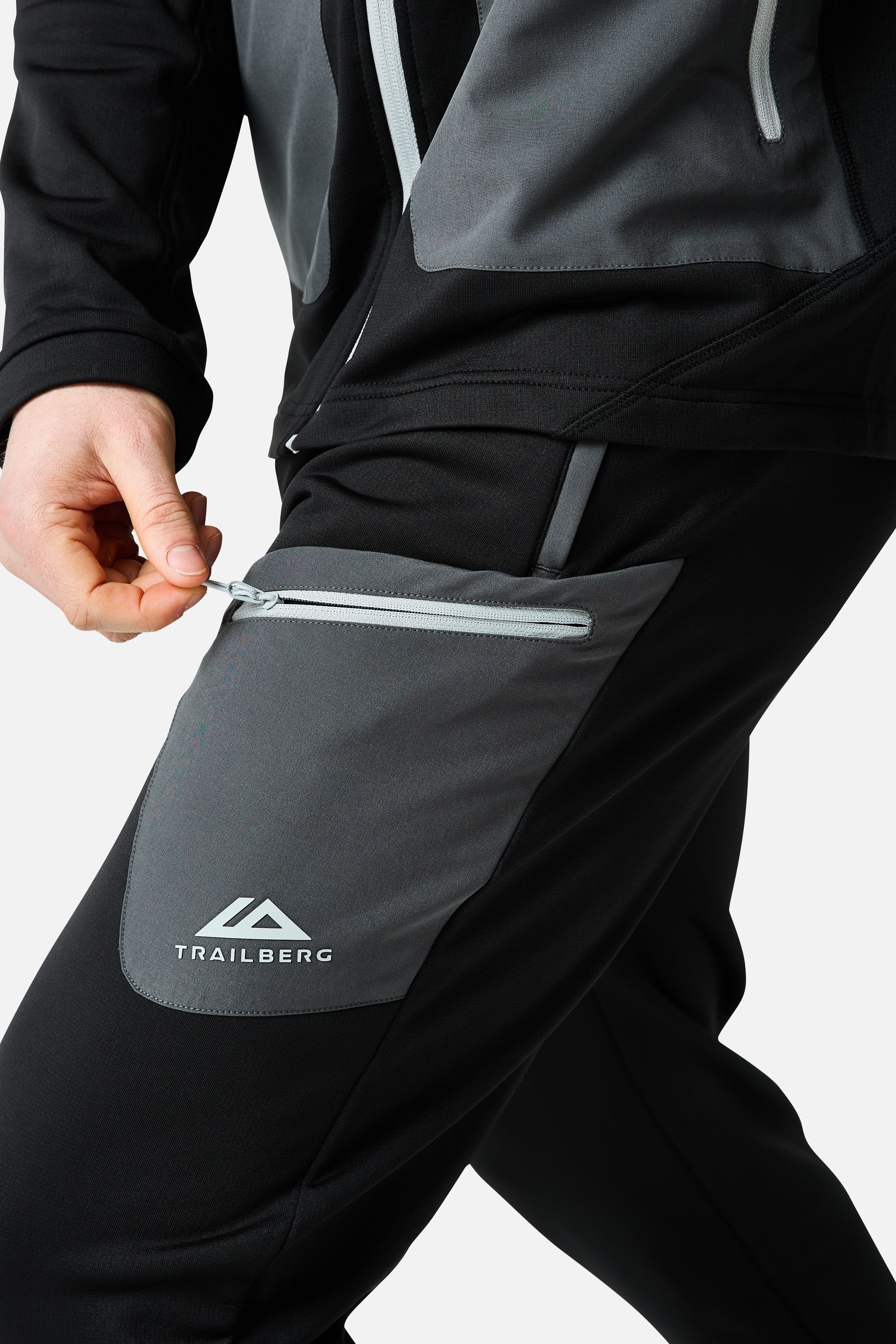 Vale Gridded Fleece Pant - Black/Volcano Grey