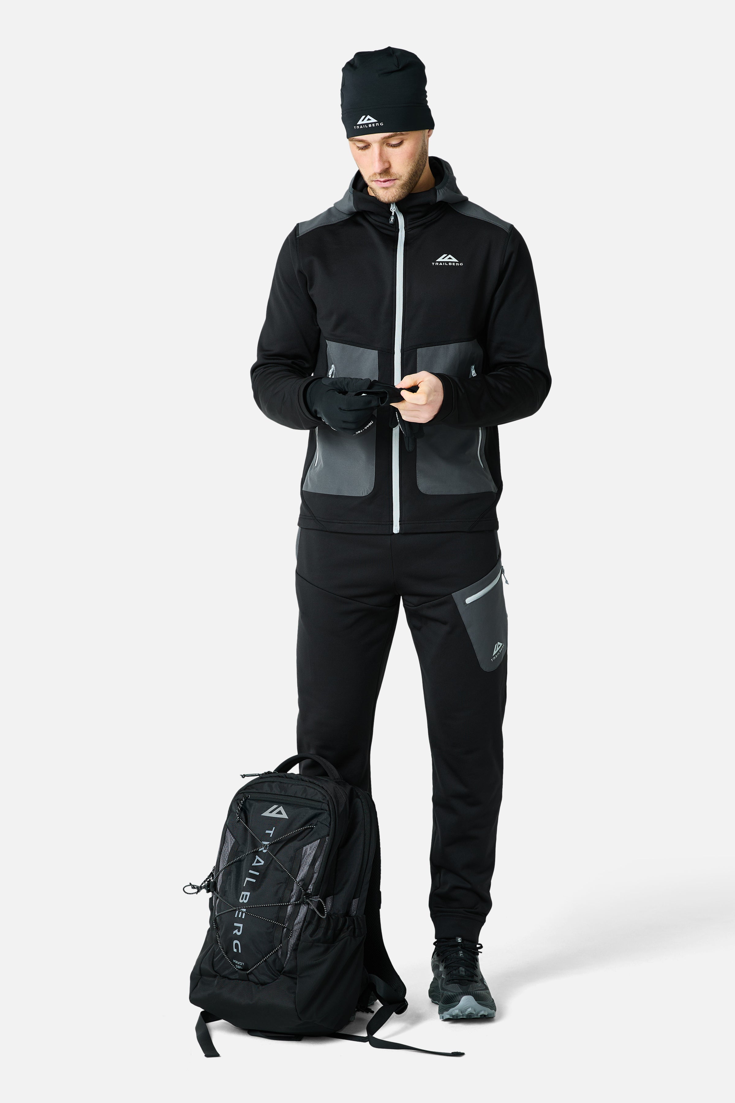 Vale Gridded Fleece Tracksuit - Black