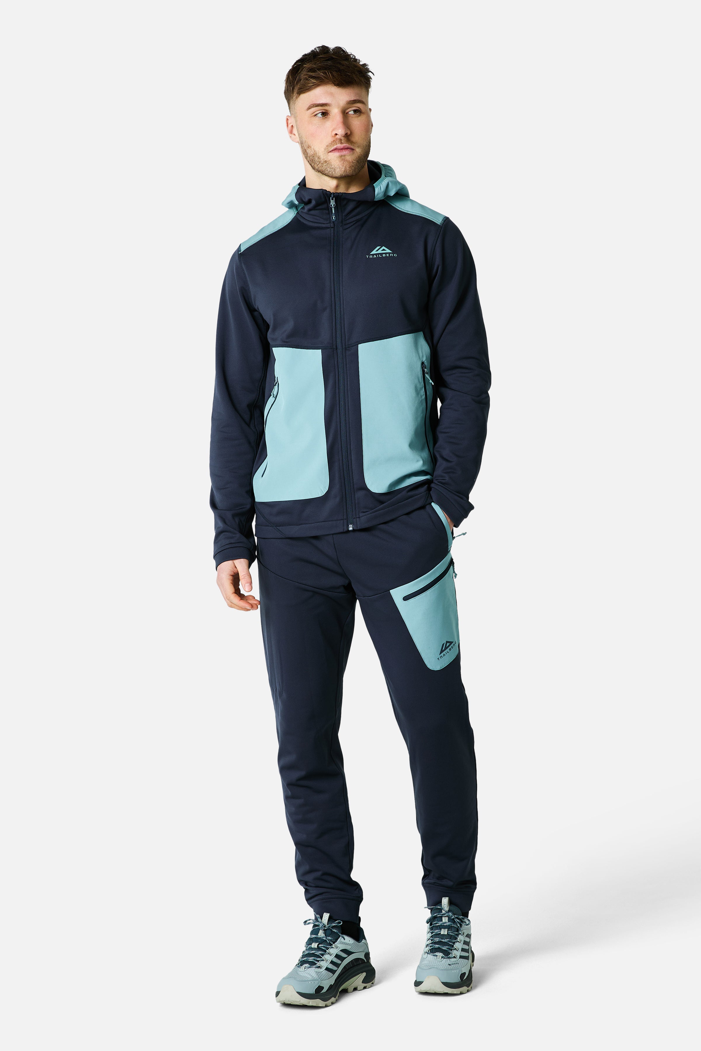 Vale Gridded Fleece Tracksuit - Storm Blue/Deep Ocean