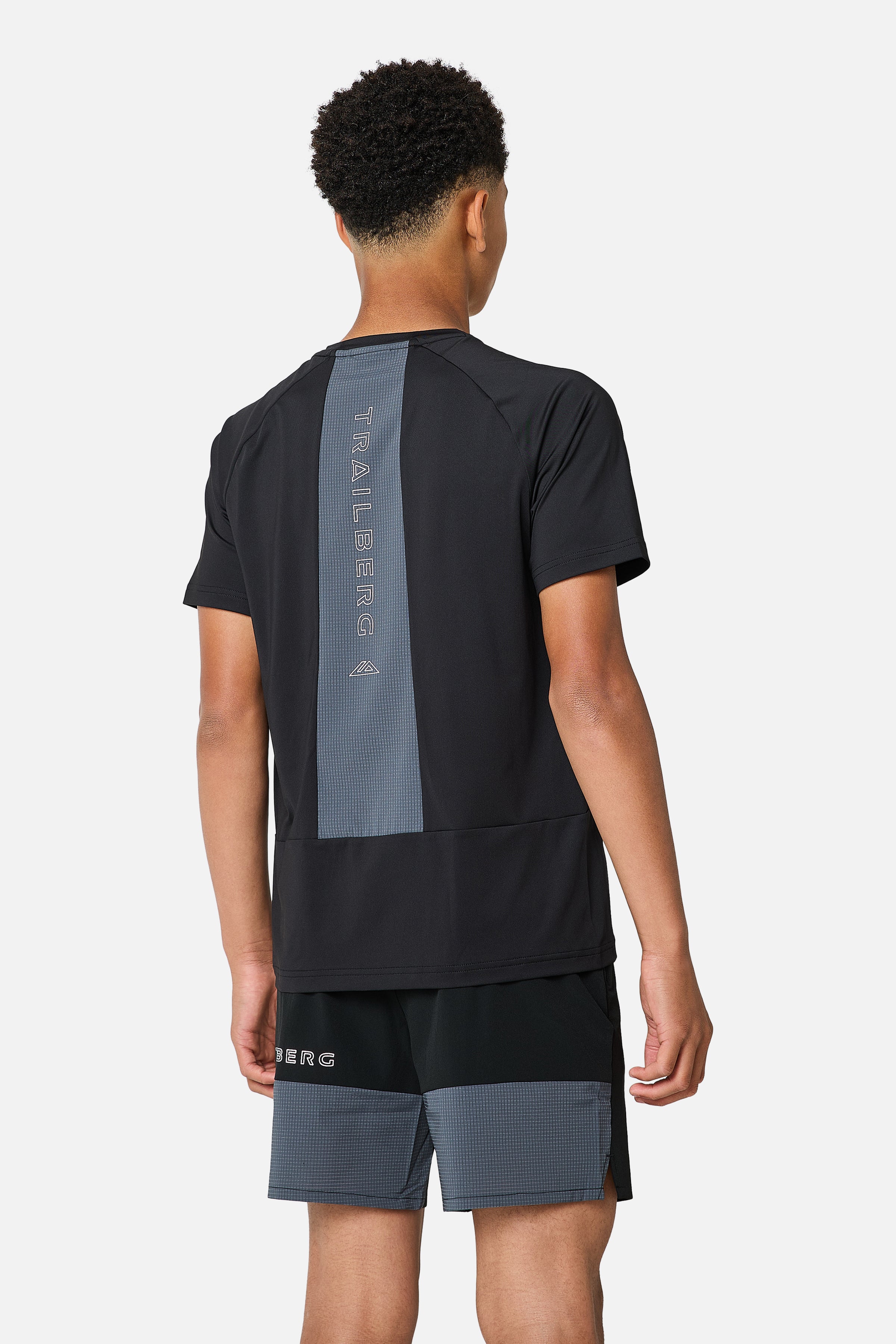 Boys Rapid Grid Tee - Black/Graphite Grey