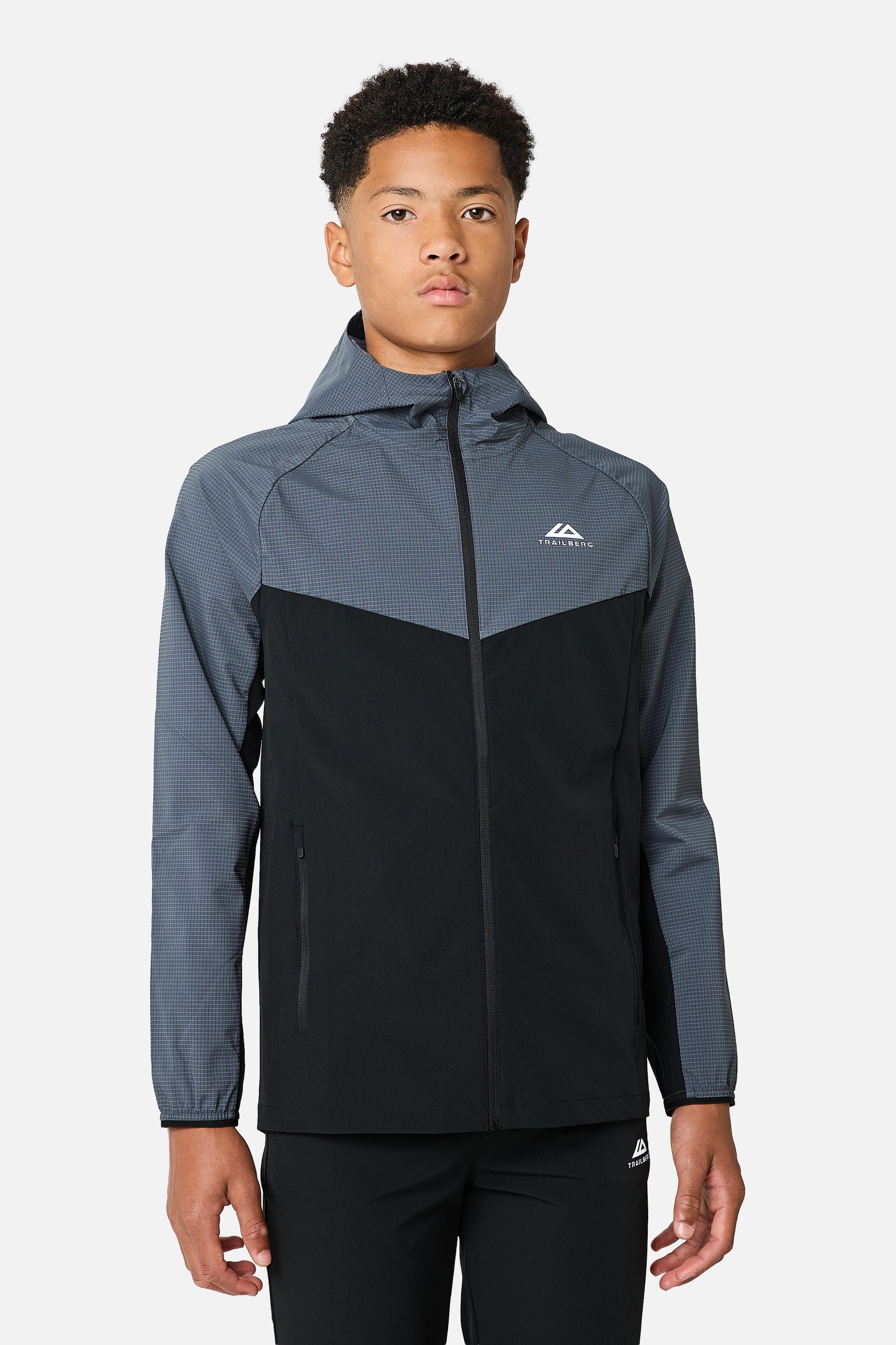 Boys Rapid Grid 2.0 Windbreaker - Black/Graphite Grey