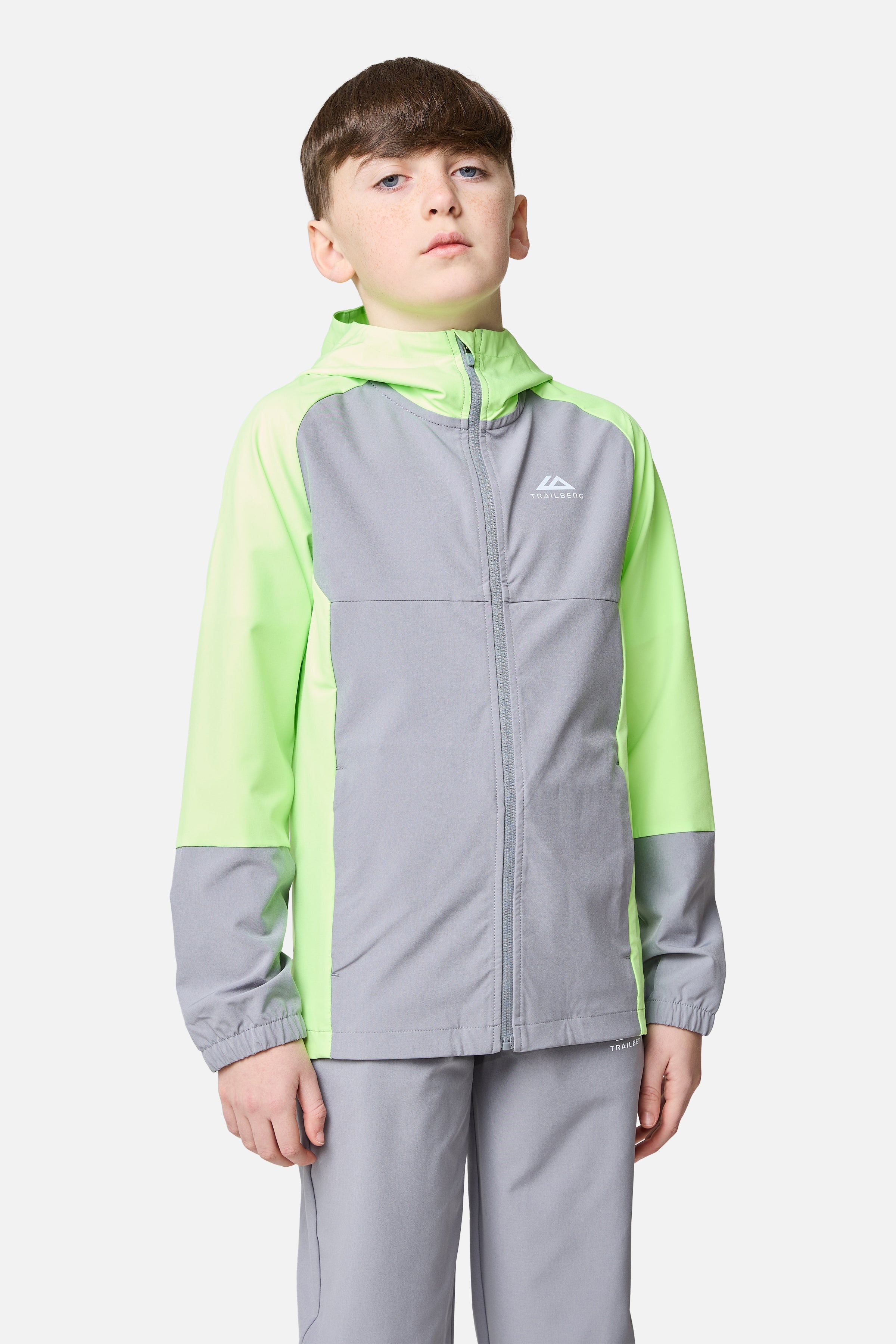 Boys Essentials Hood - Moon Grey/Neon Lime