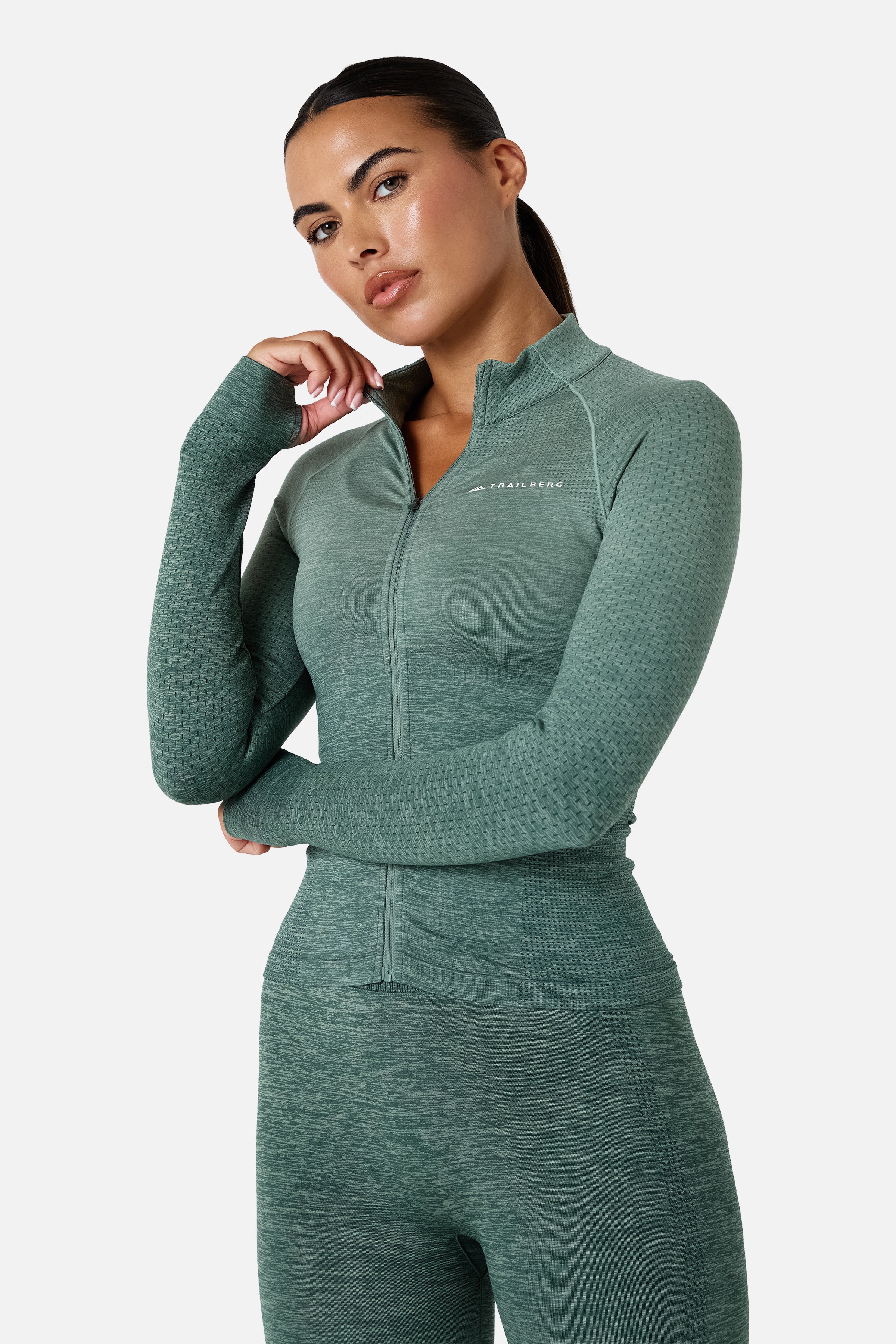 Womens Evocurve Seamless Track Jacket - Aloe Frost