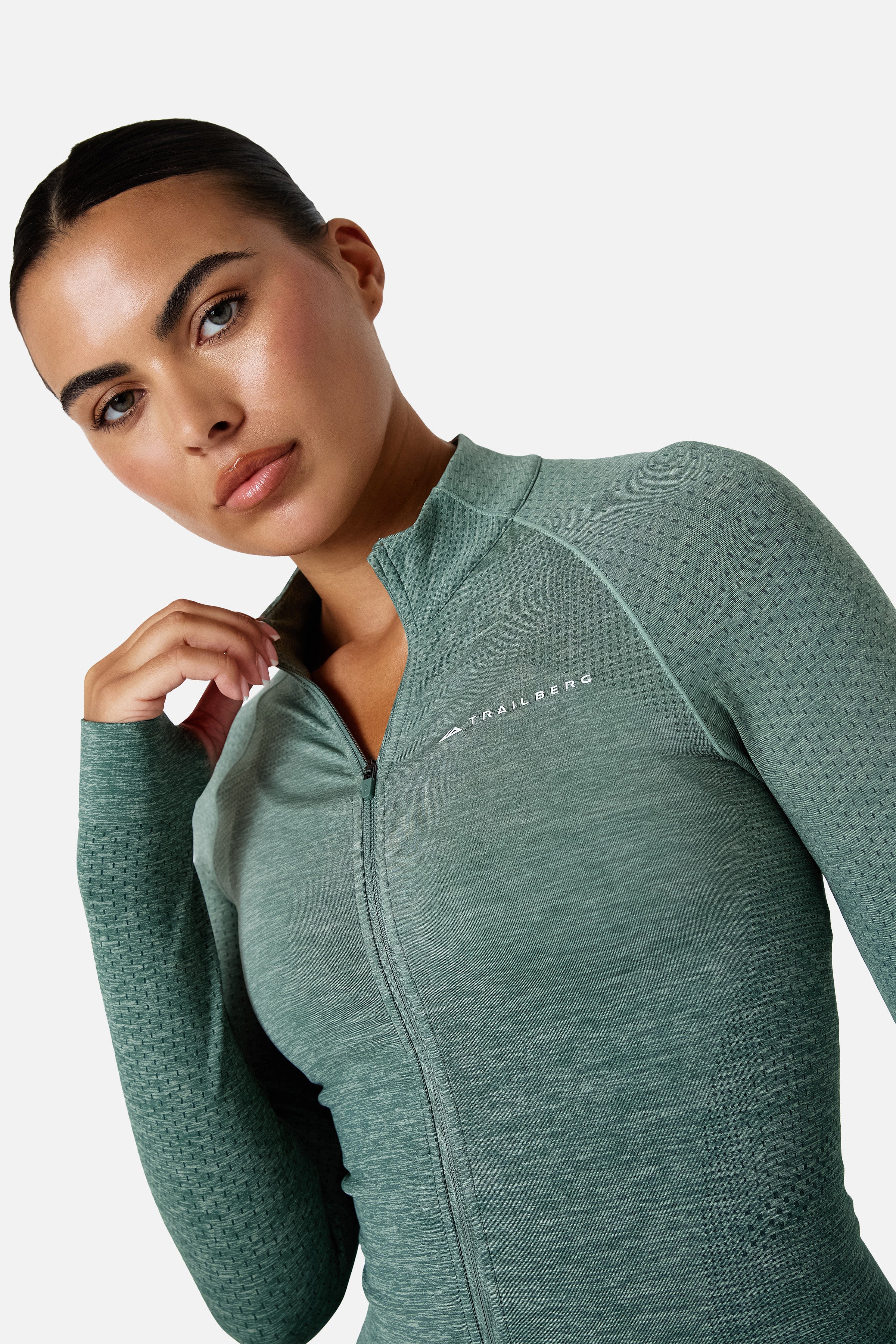 Womens Evocurve Seamless Track Jacket - Aloe Frost