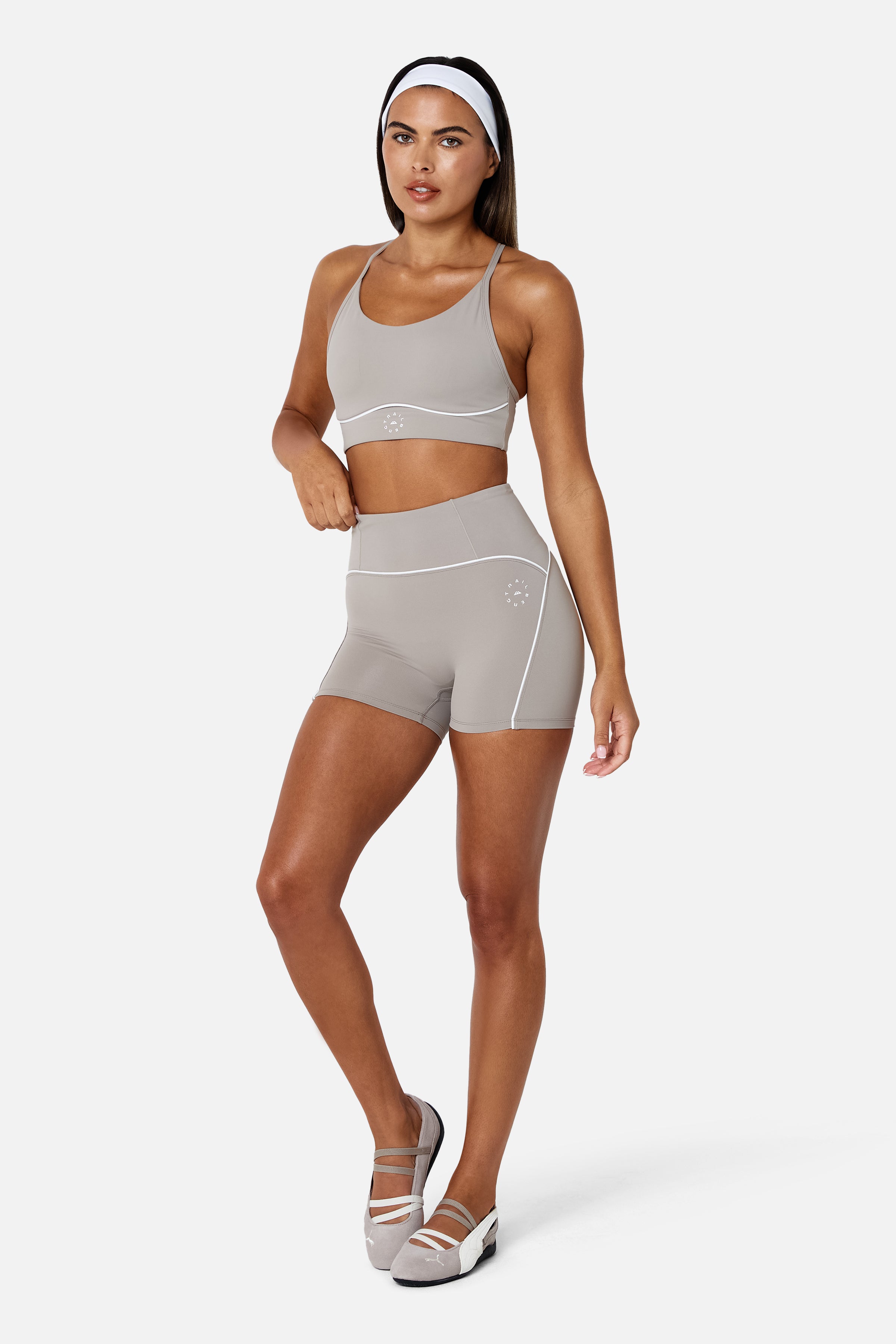 Womens Drift Strappy Sports Bra - Pale Taupe