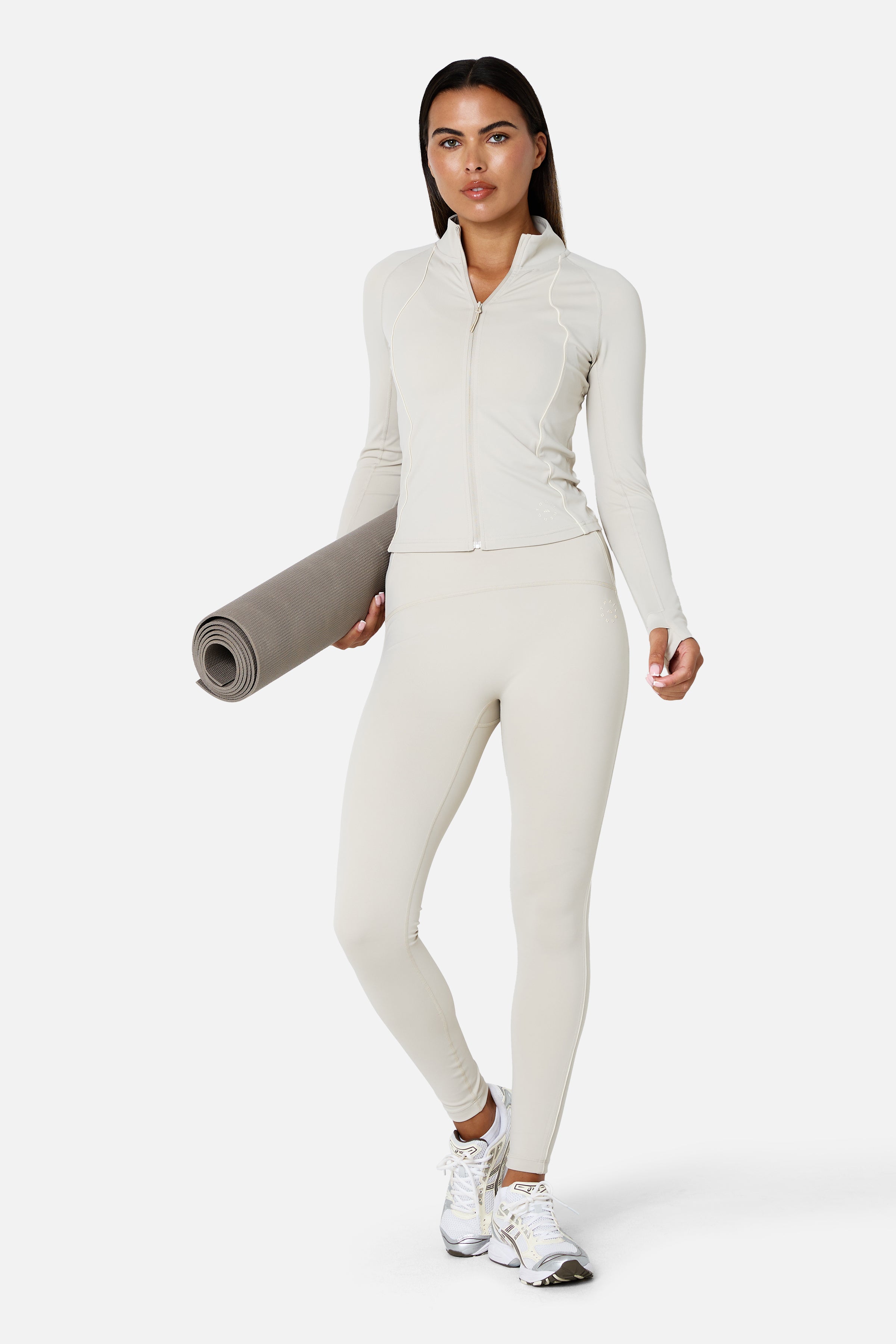 Womens Ignite Full Zip Track Jacket - Mercury Mist/Candlelight White