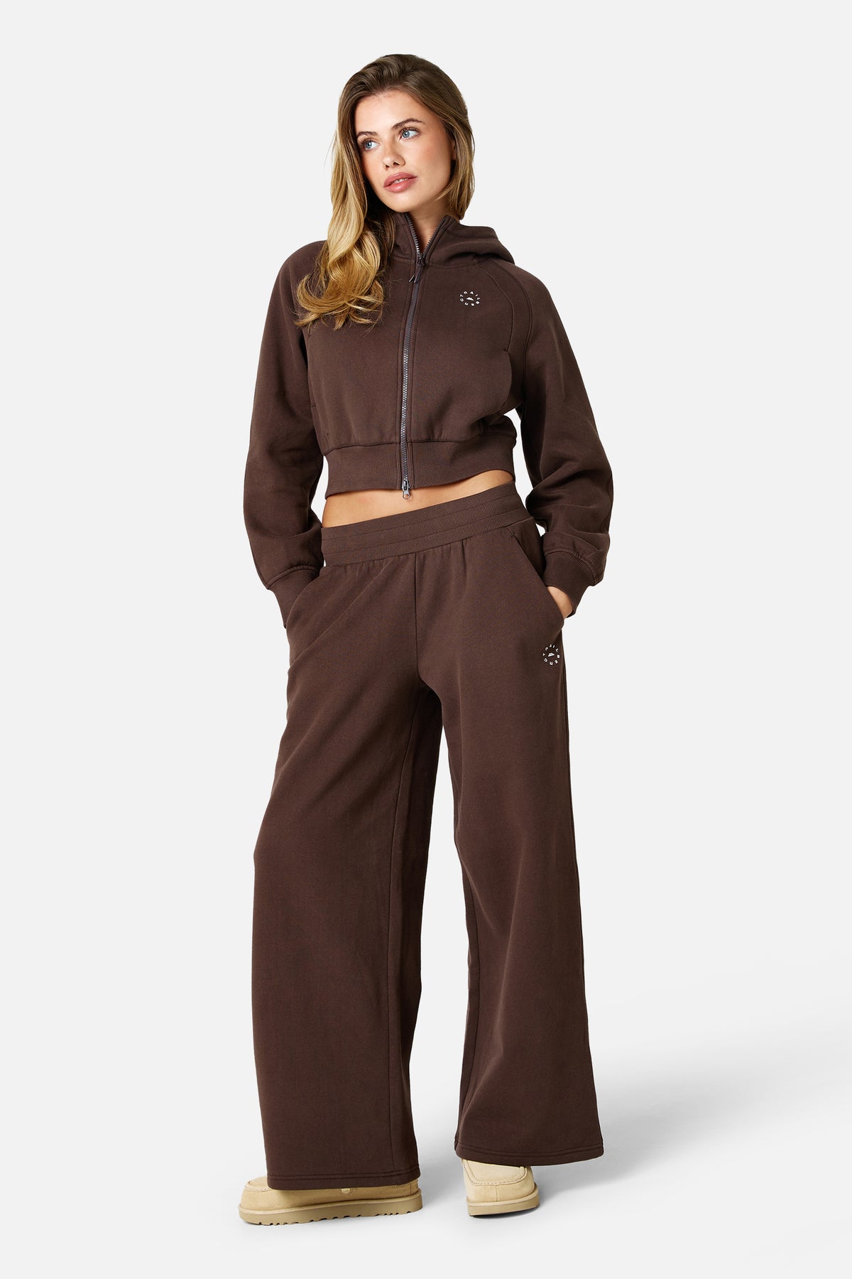 Womens Sculpt Fleece Zip Hood - Bitter Chocolate