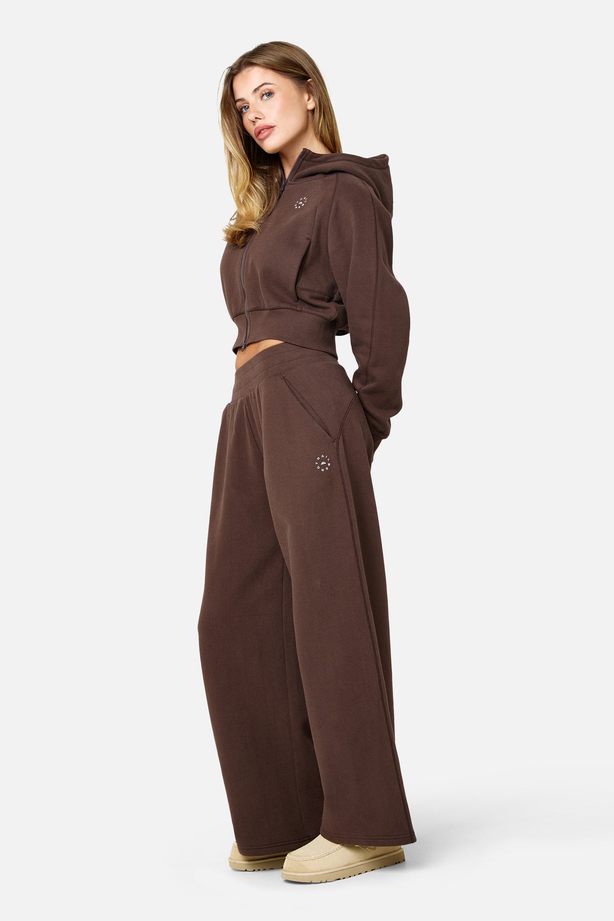 Womens Sculpt Fleece Zip Hood - Bitter Chocolate
