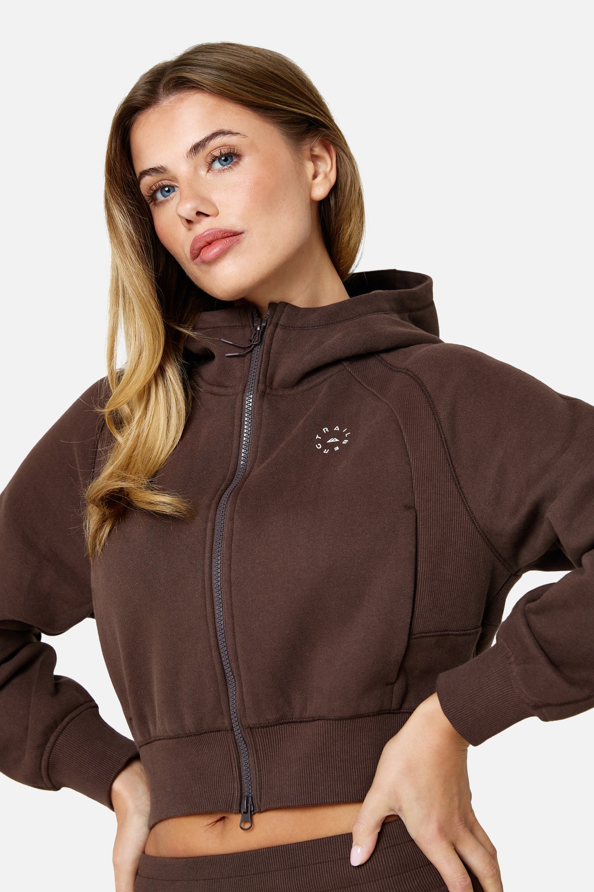 Womens Sculpt Fleece Zip Hood - Bitter Chocolate