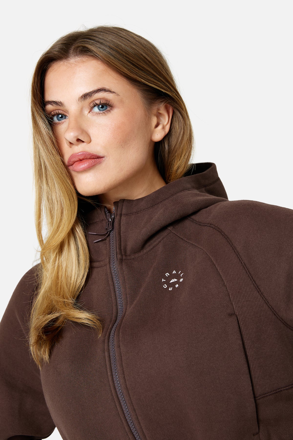 Womens Sculpt Fleece Zip Hood - Bitter Chocolate
