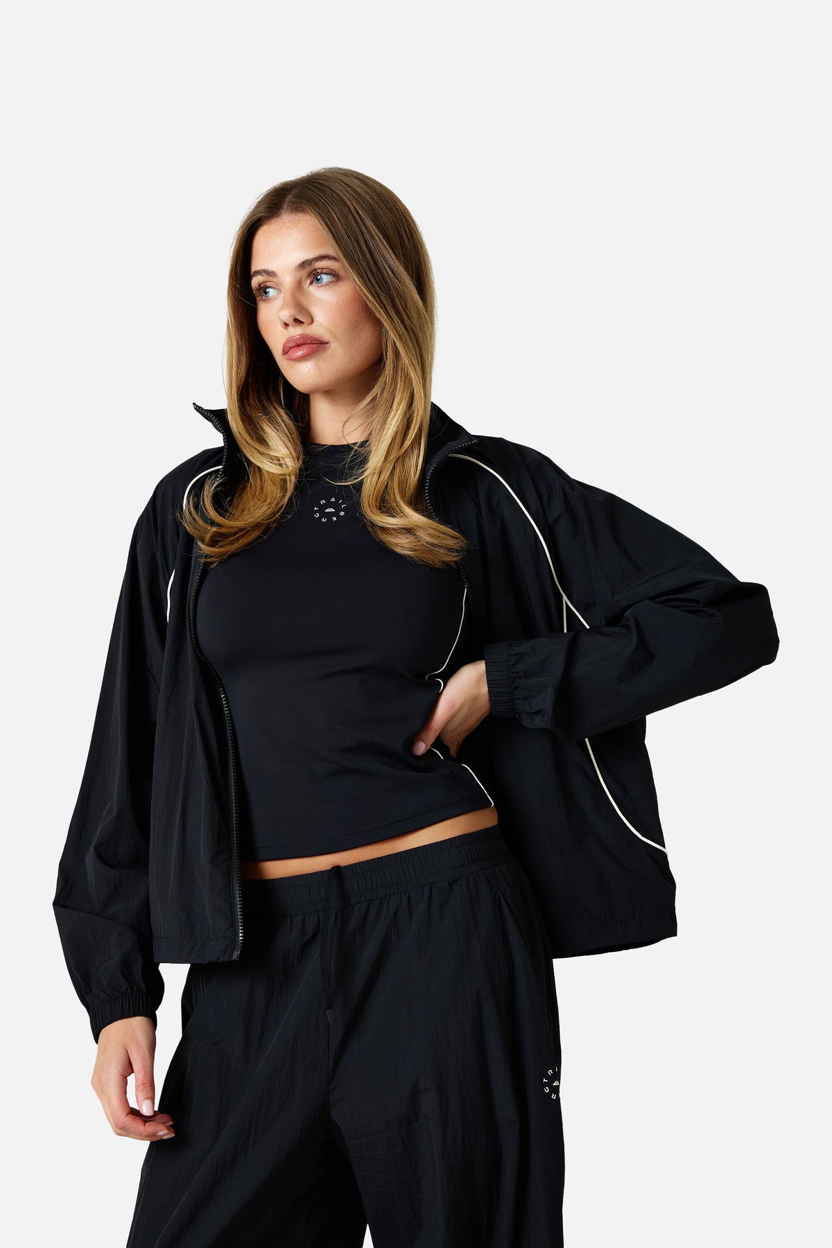 Womens Ignite 2.0 Track Jacket - Black/Candlelight White