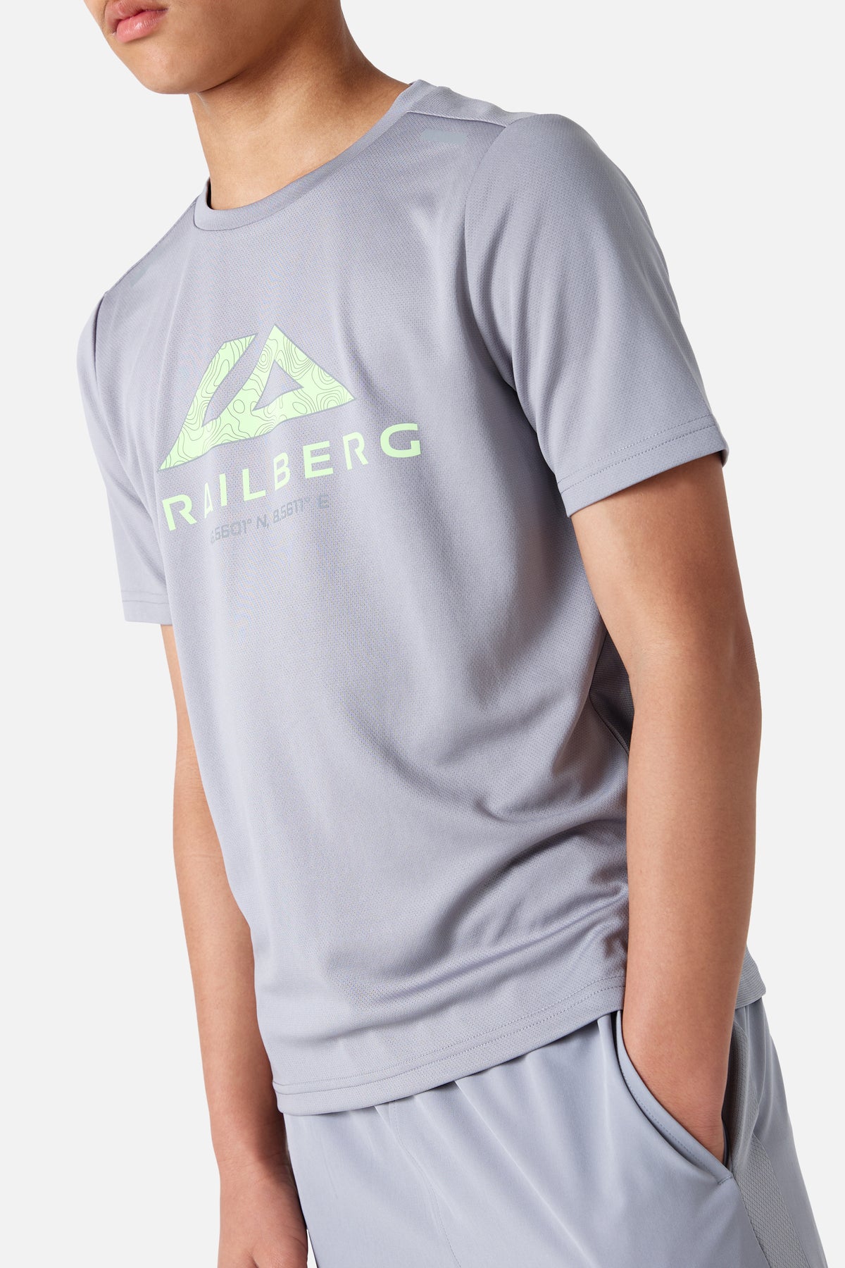 Boys Impact Tee - Ash Grey/Lunar Grey/Aqua Gleam