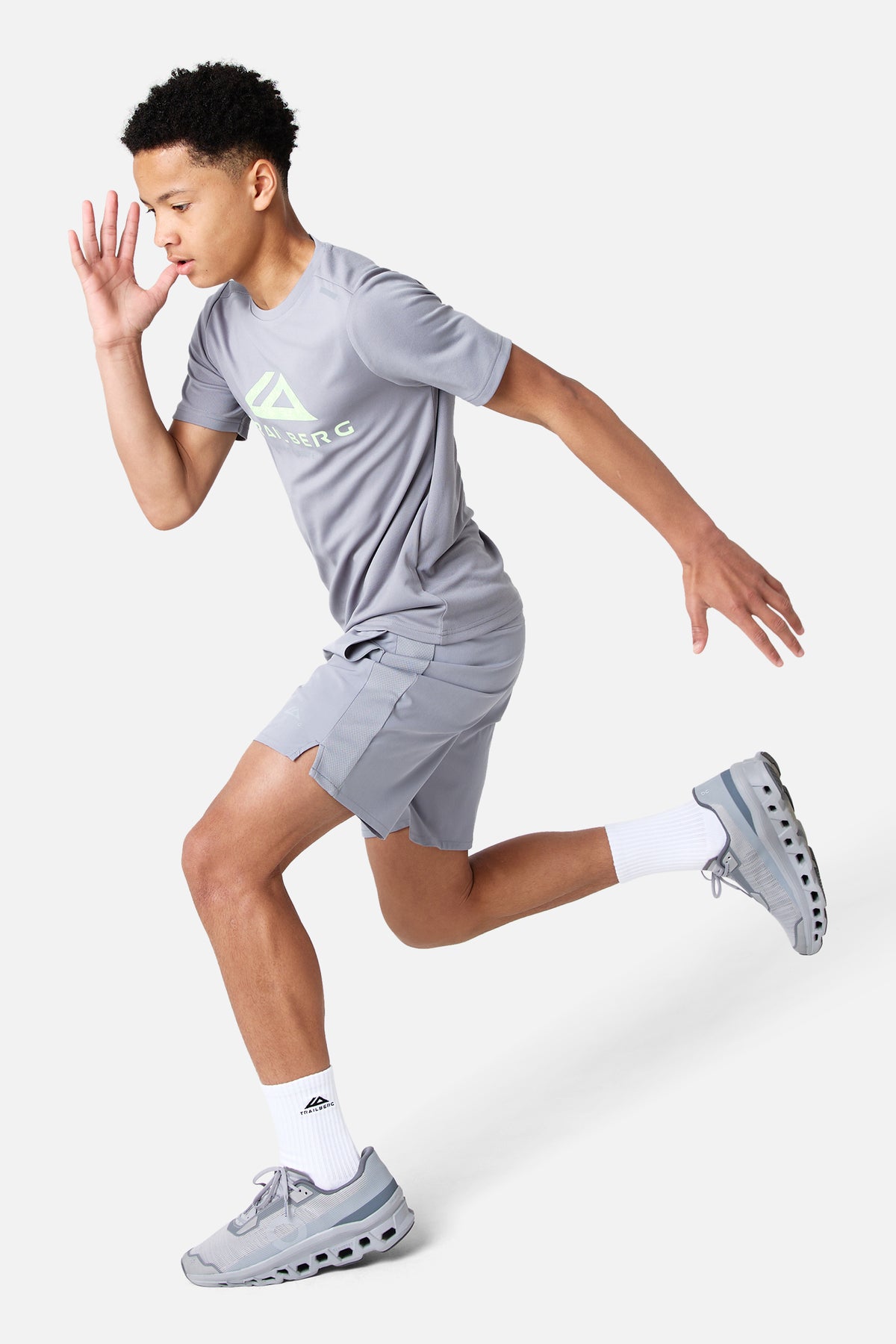 Boys Impact Tee - Ash Grey/Lunar Grey/Aqua Gleam