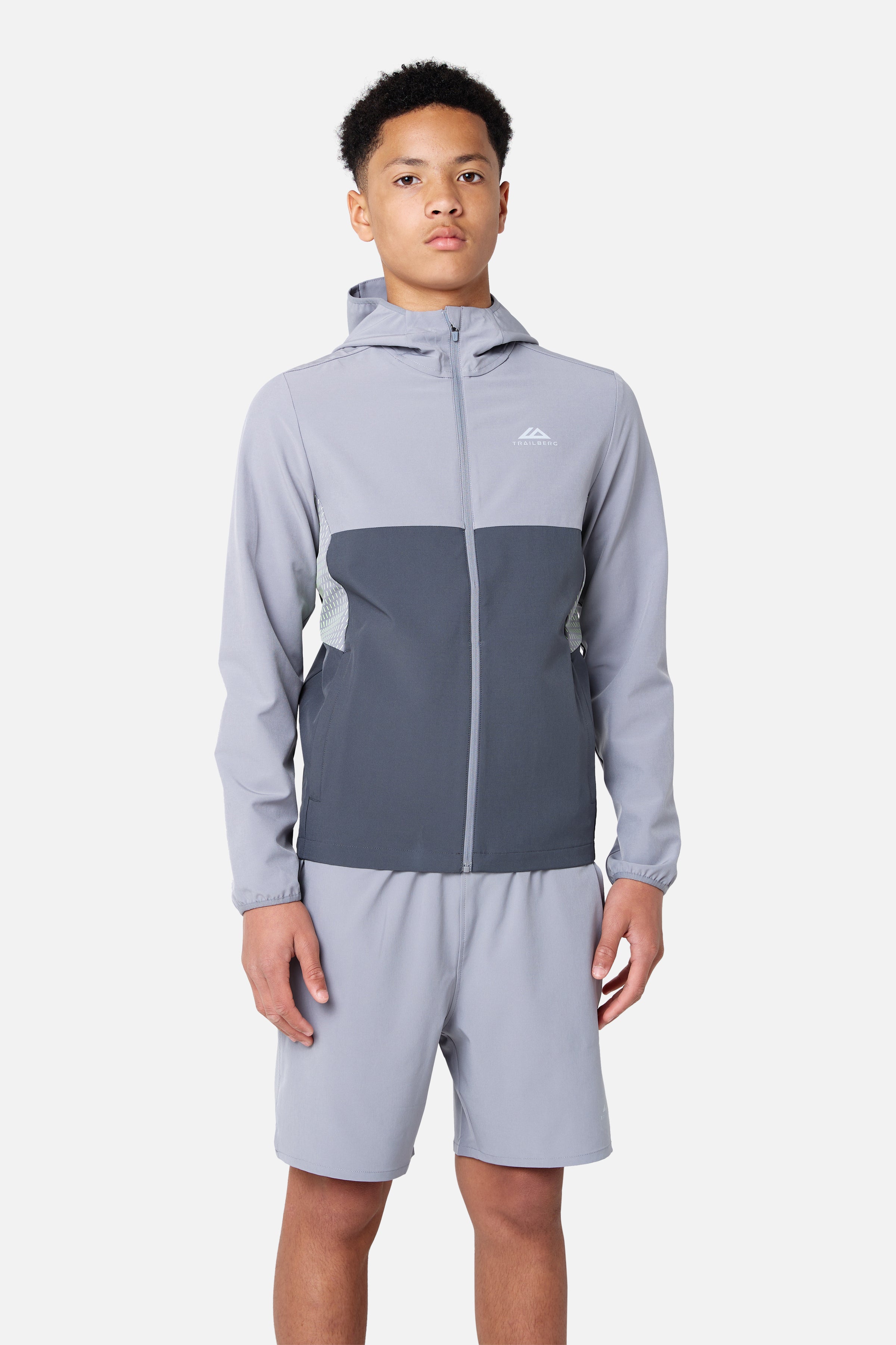 Boy Impact Woven Hood - Ash Grey/Lunar Grey/Aqua Gleam