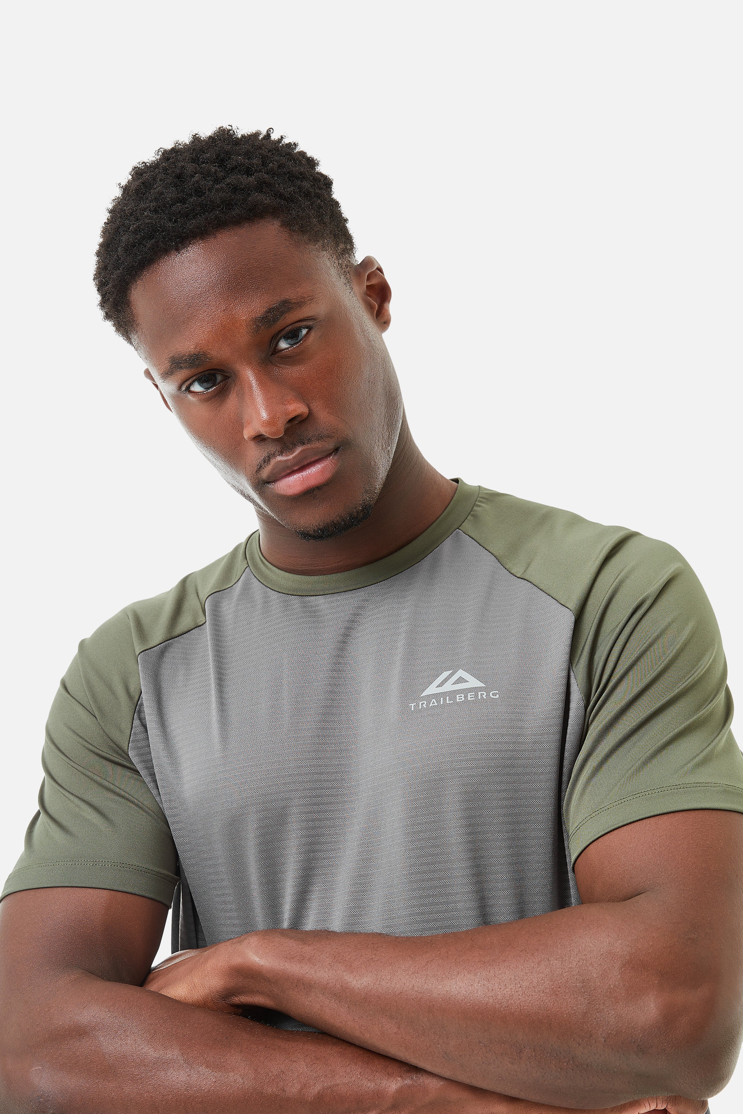 Tricolour Tee -  Khaki/Grey