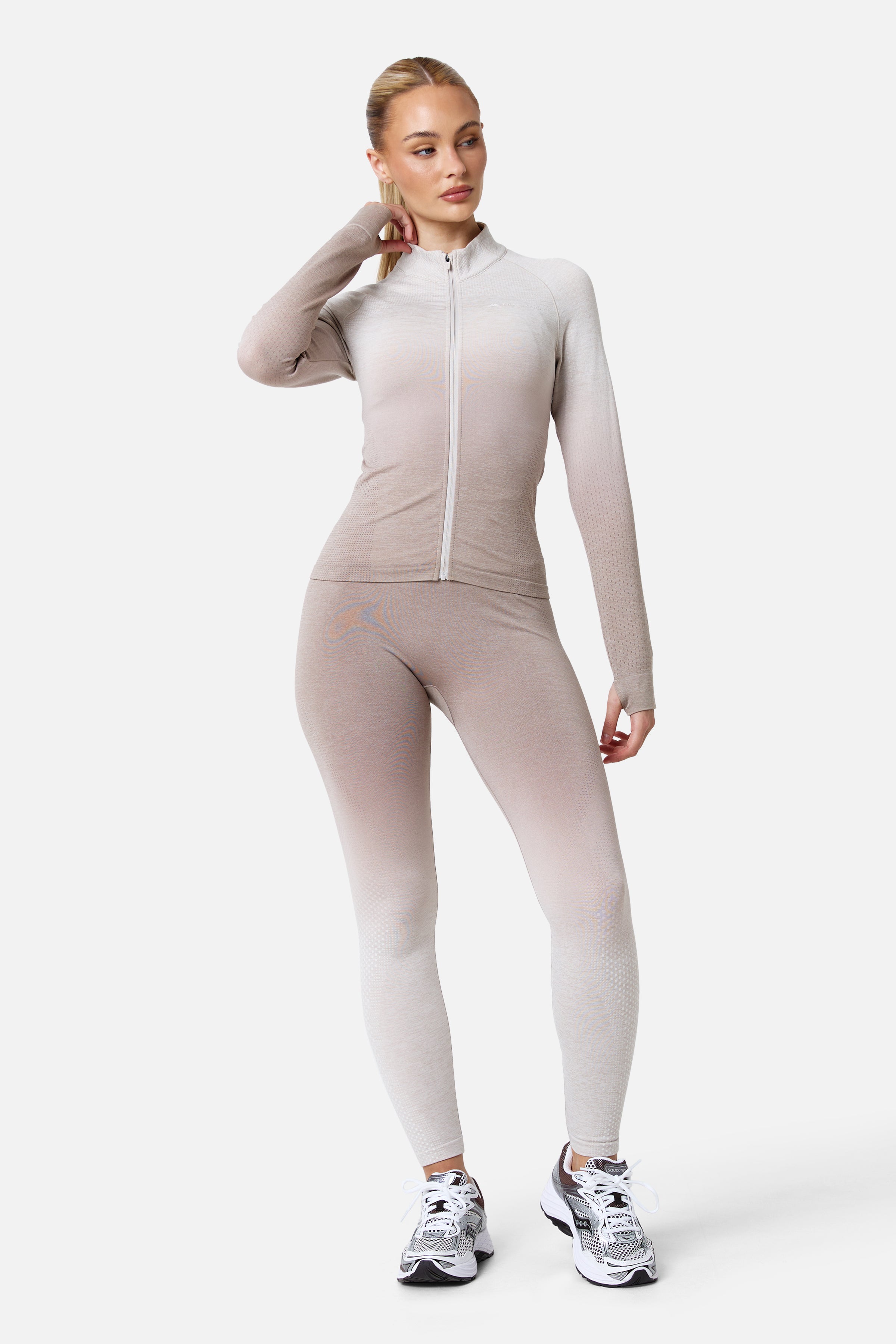 Womens Evocurve Seamless Jacket Set - Pebblestone/Pale Taupe