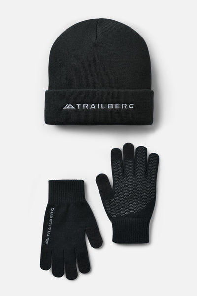 Terra Knitted Beanie/Glove Set - Black