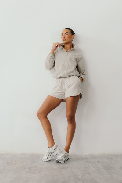 Womens Ignite Woven Track Jacket - Mercury Mist/Candlelight White