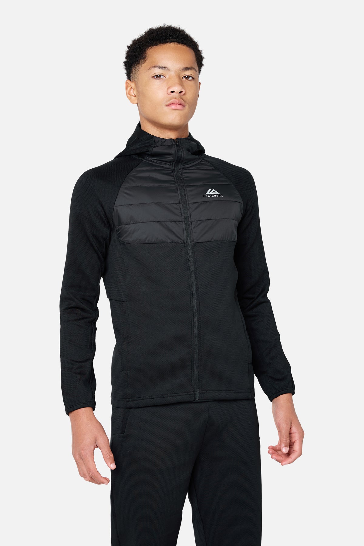 Boys Sprintline Full Zip Hood - Black